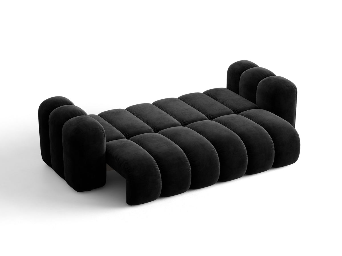 Sofa aksamitna 3-osobowa z funkcją spania LUPINE czarny – ujęcie 2