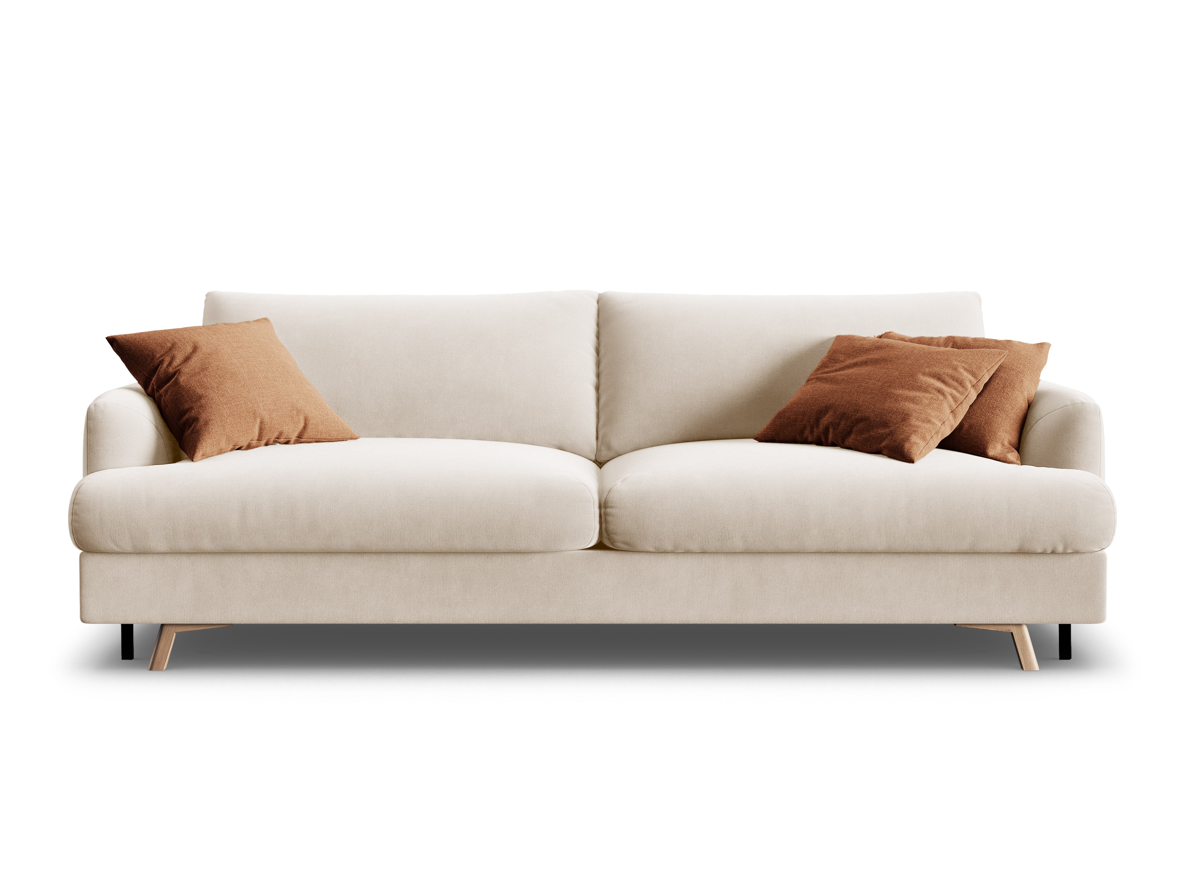 Sofa sametová 3-osobová s funkcí spaní NAOMI béžová