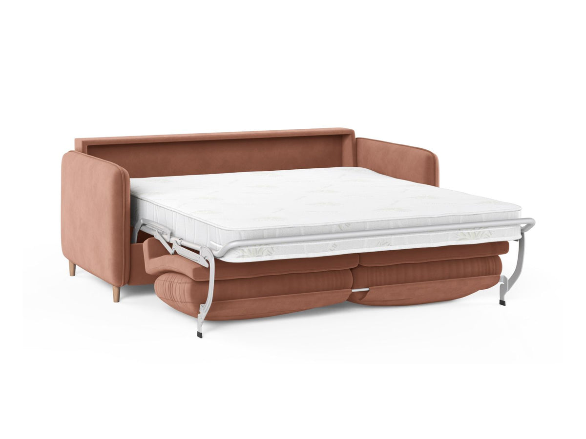 Sofa aksamitna 3-osobowa z funkcją spania SIMO różowy – ujęcie 3