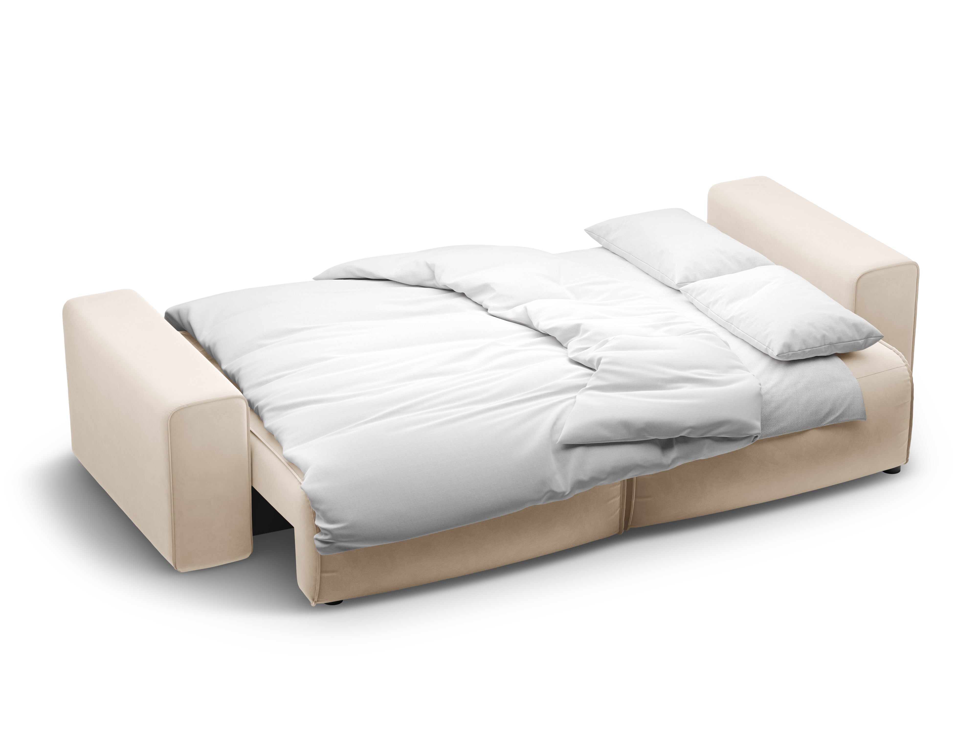 Sofa sametová 3-osobová s funkcí spaní VICTOR béžová