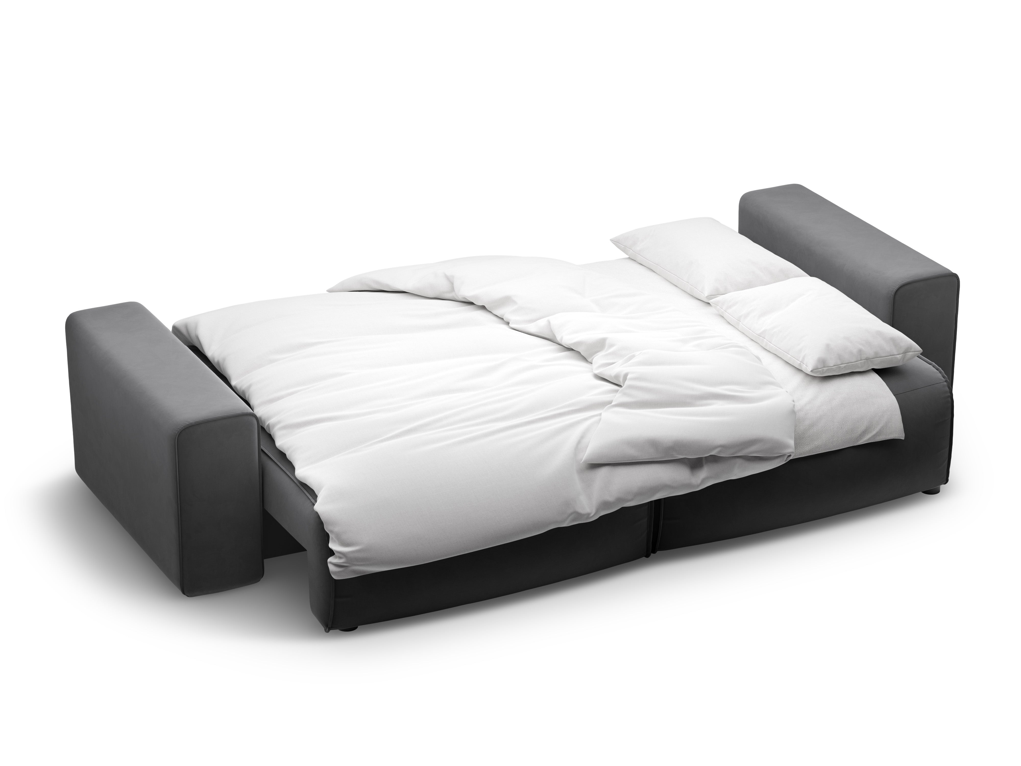 Sofa sametová 3-osobová s funkcí spaní VICTOR šedá