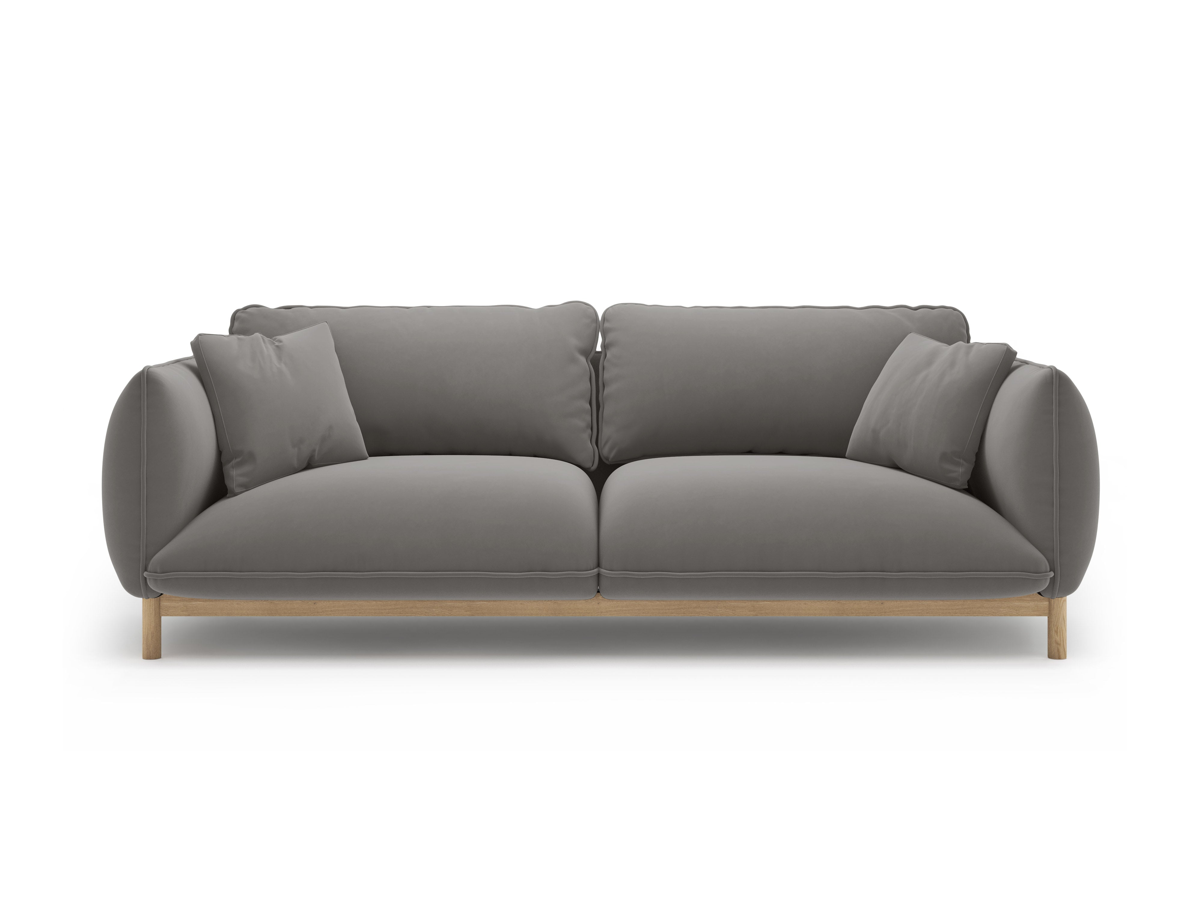 ADA gray velvet 3-seater sofa