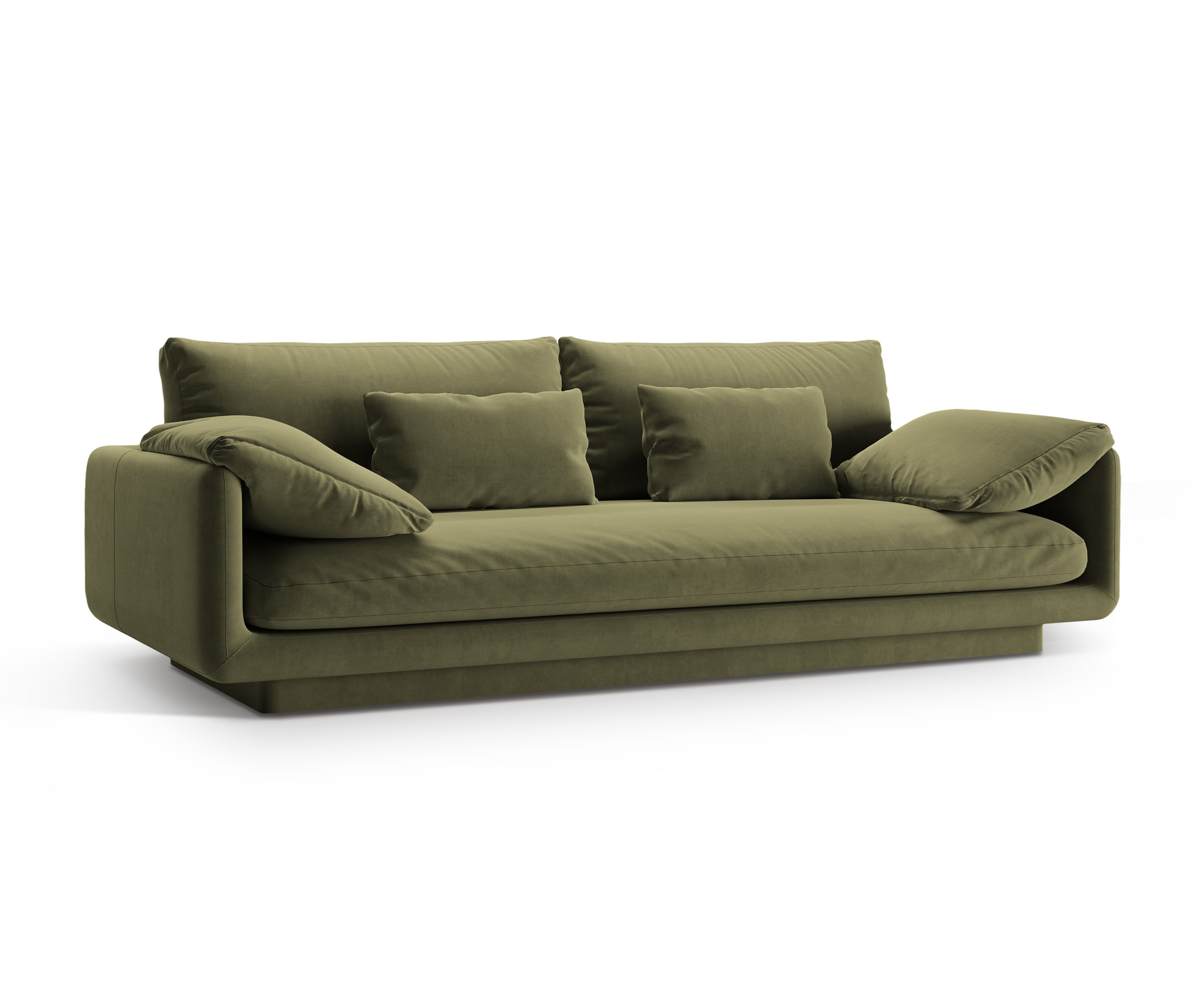 Velvet sofa 3-person torino light green