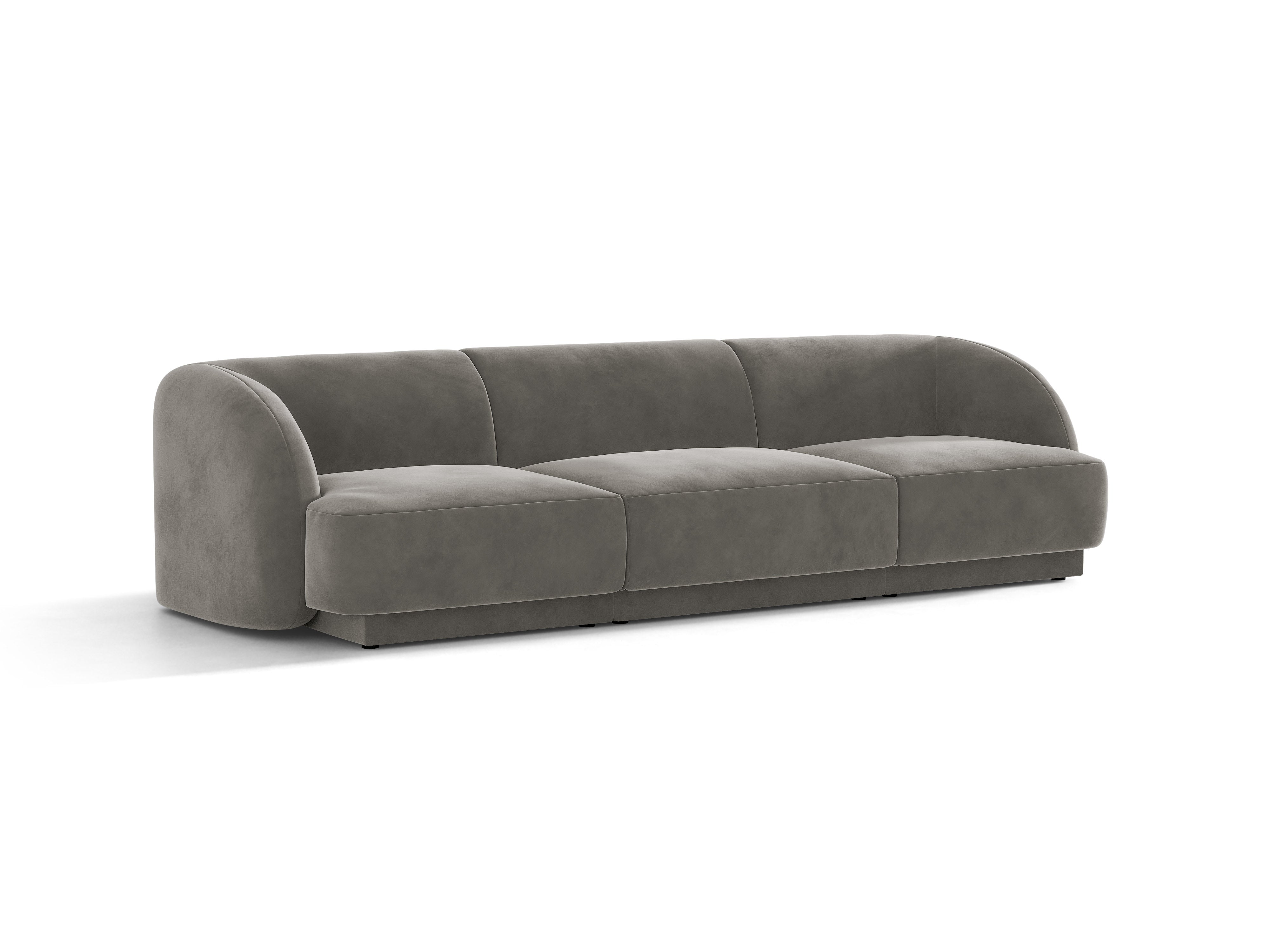 Sofa sametová 3-osobová MILEY světle šedá