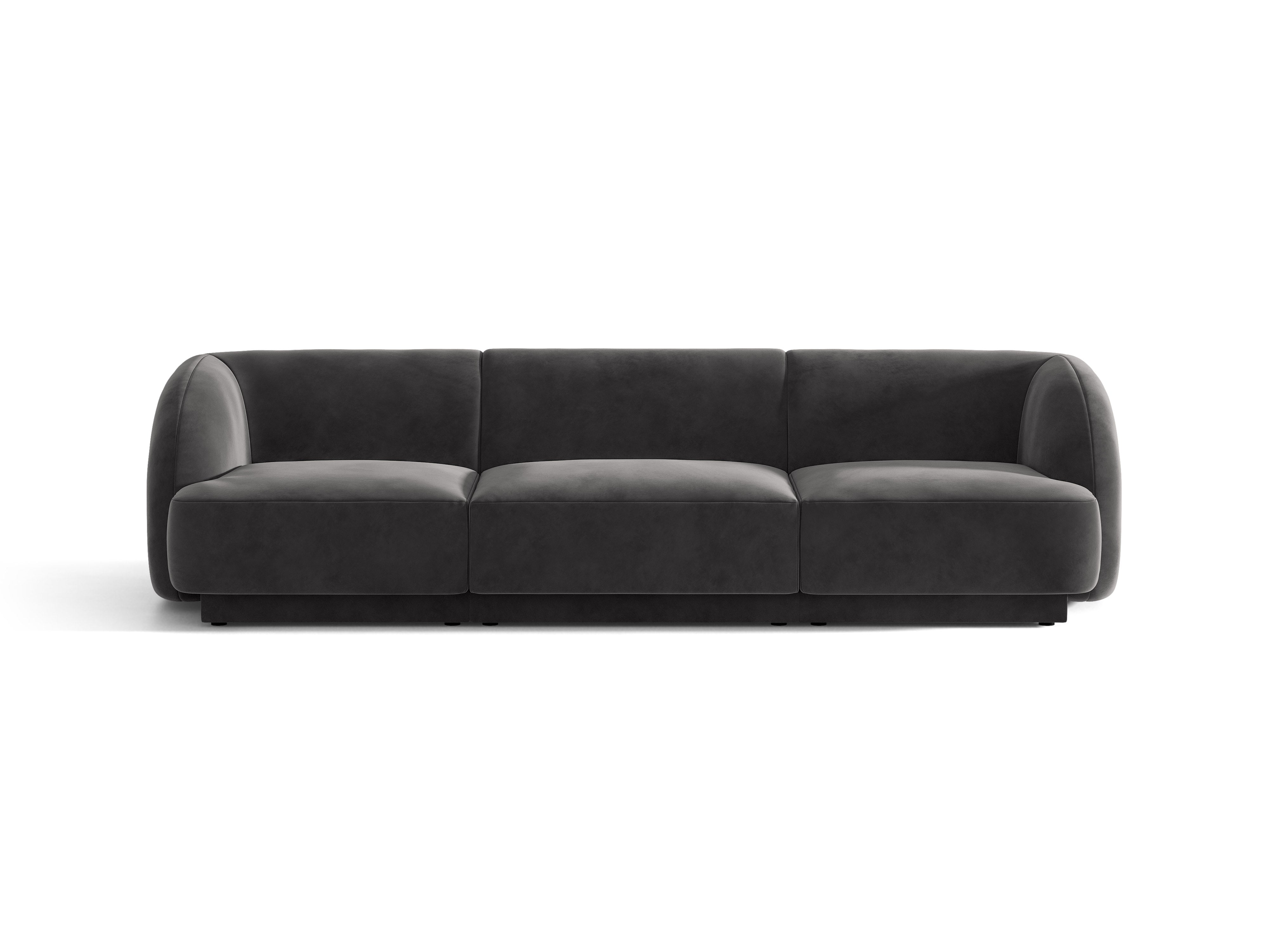 Sofa sametová 3-místná MILEY tmavě šedá