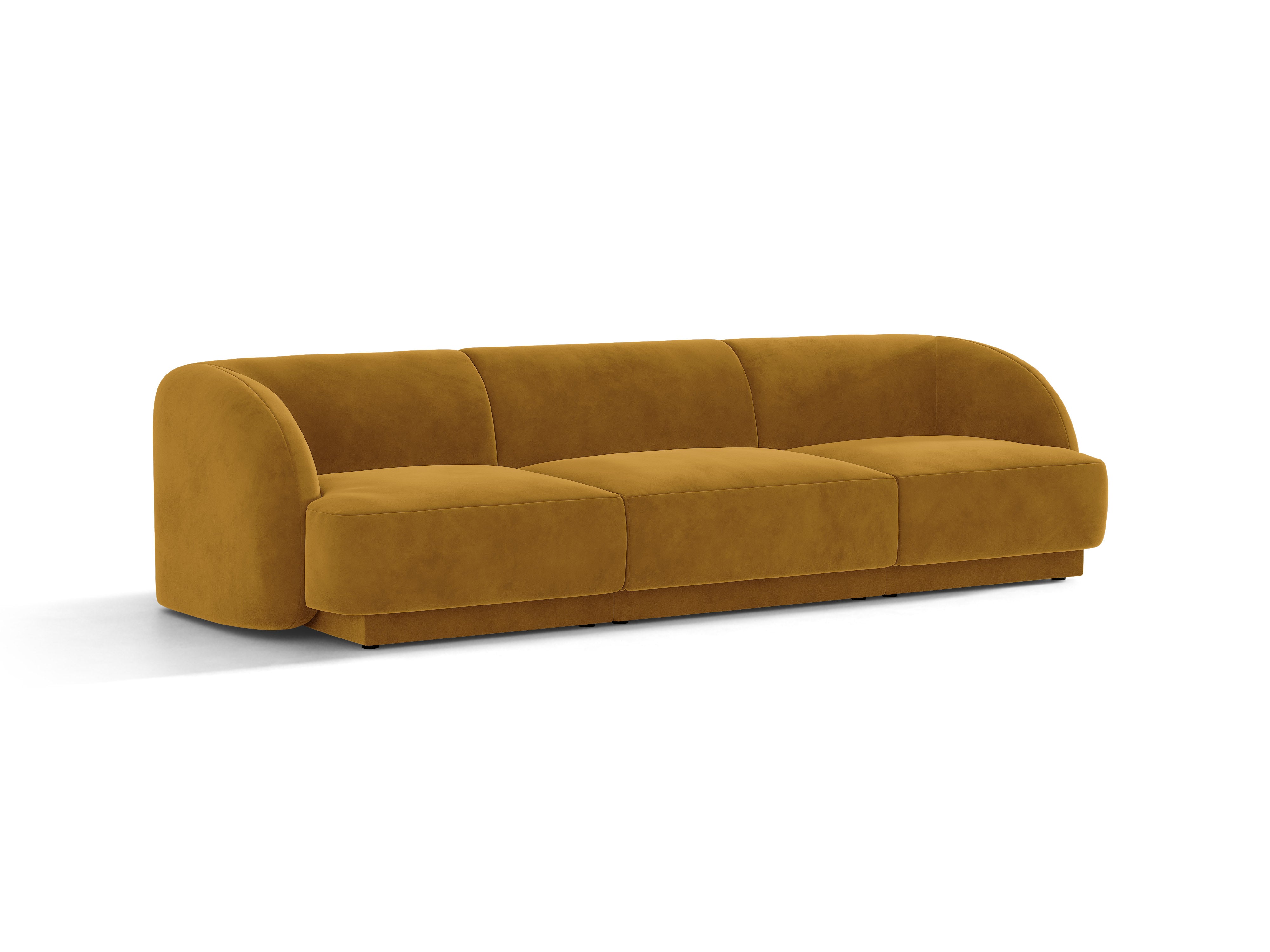 Sofa aksamitna 3-osobowa MILEY żółty do salonu