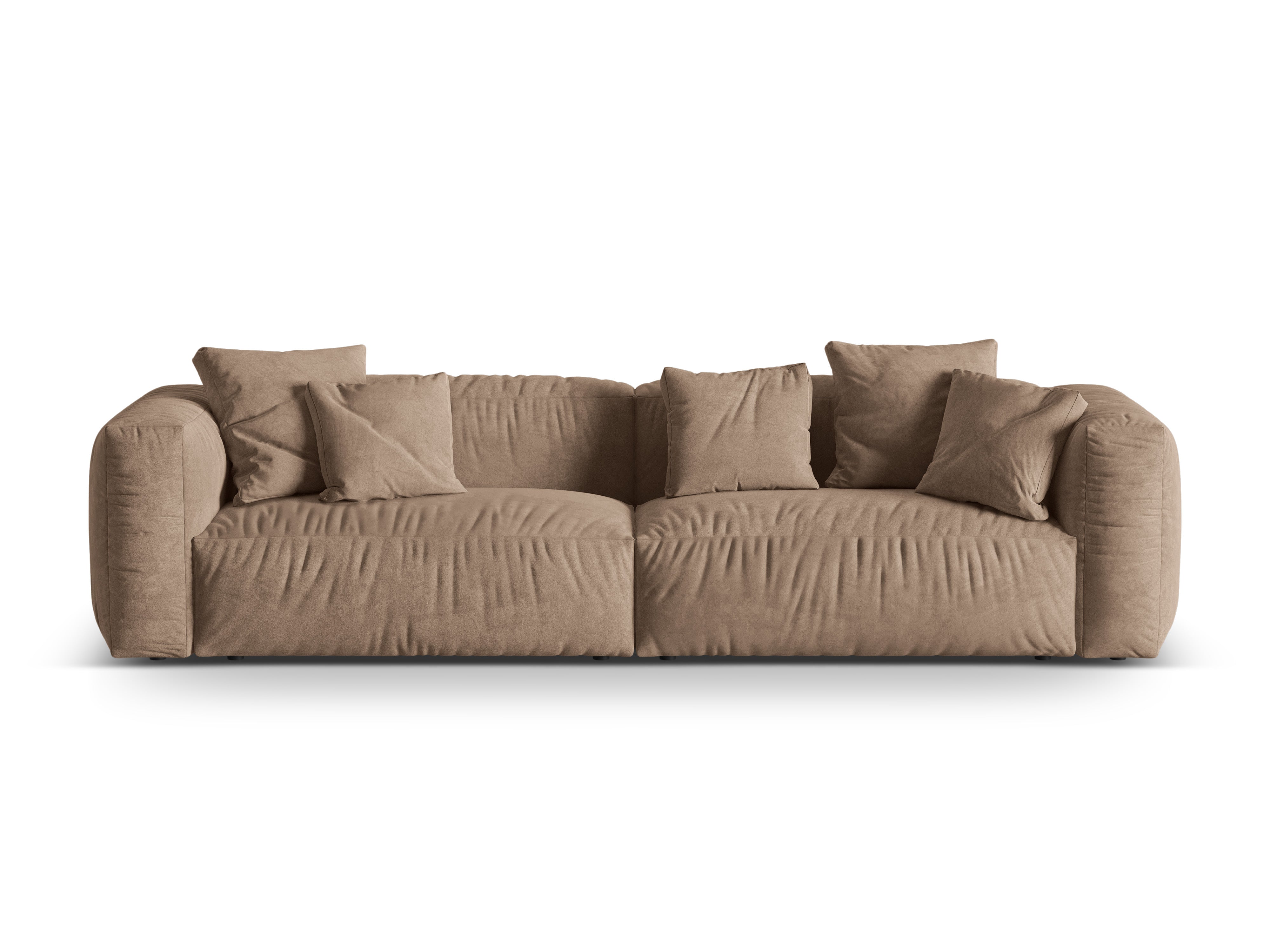 Sofa sametová 4-osobová MARTINA tmavě béžová