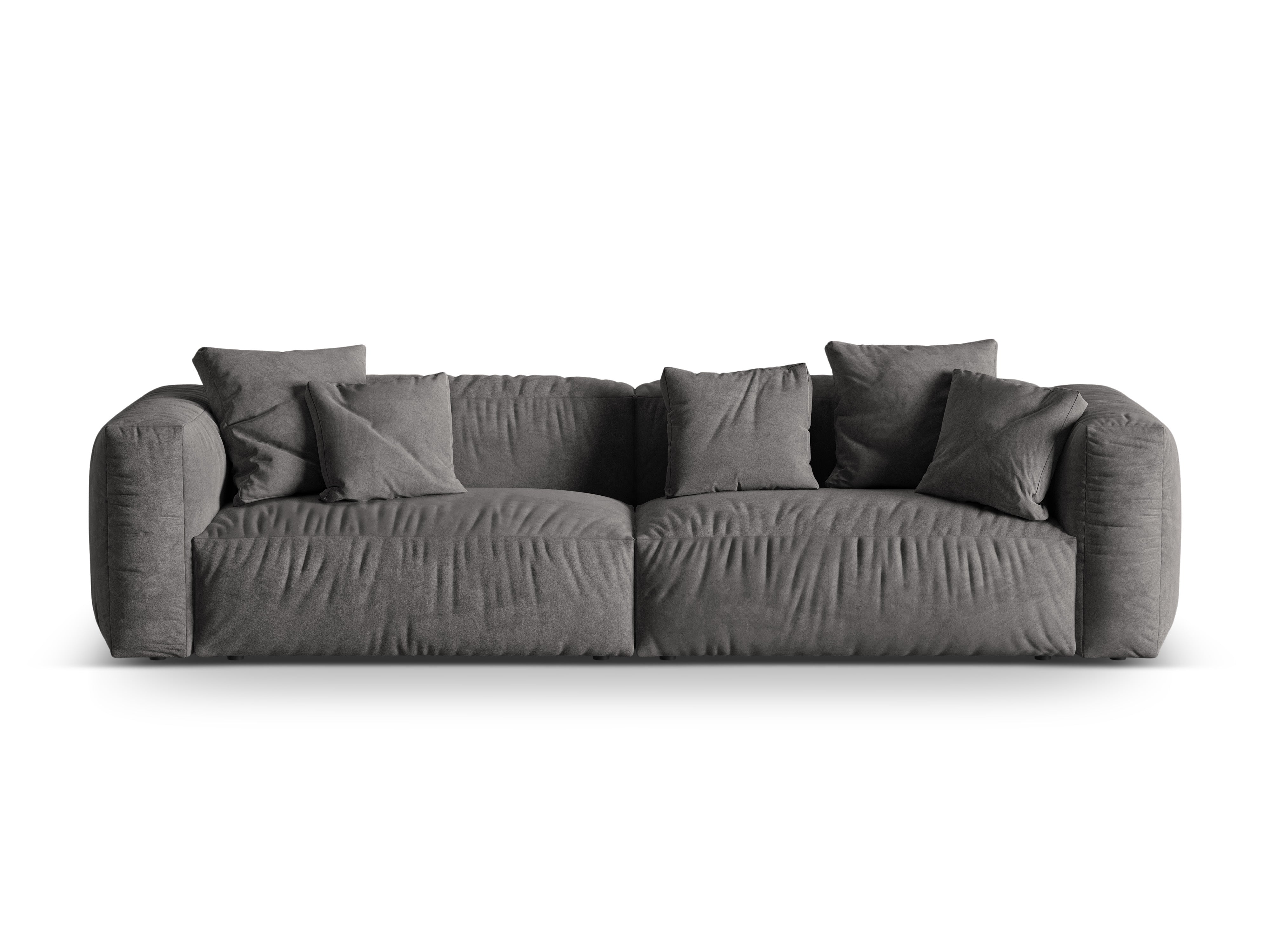 Sofa sametová 4-osobová MARTINA šedá