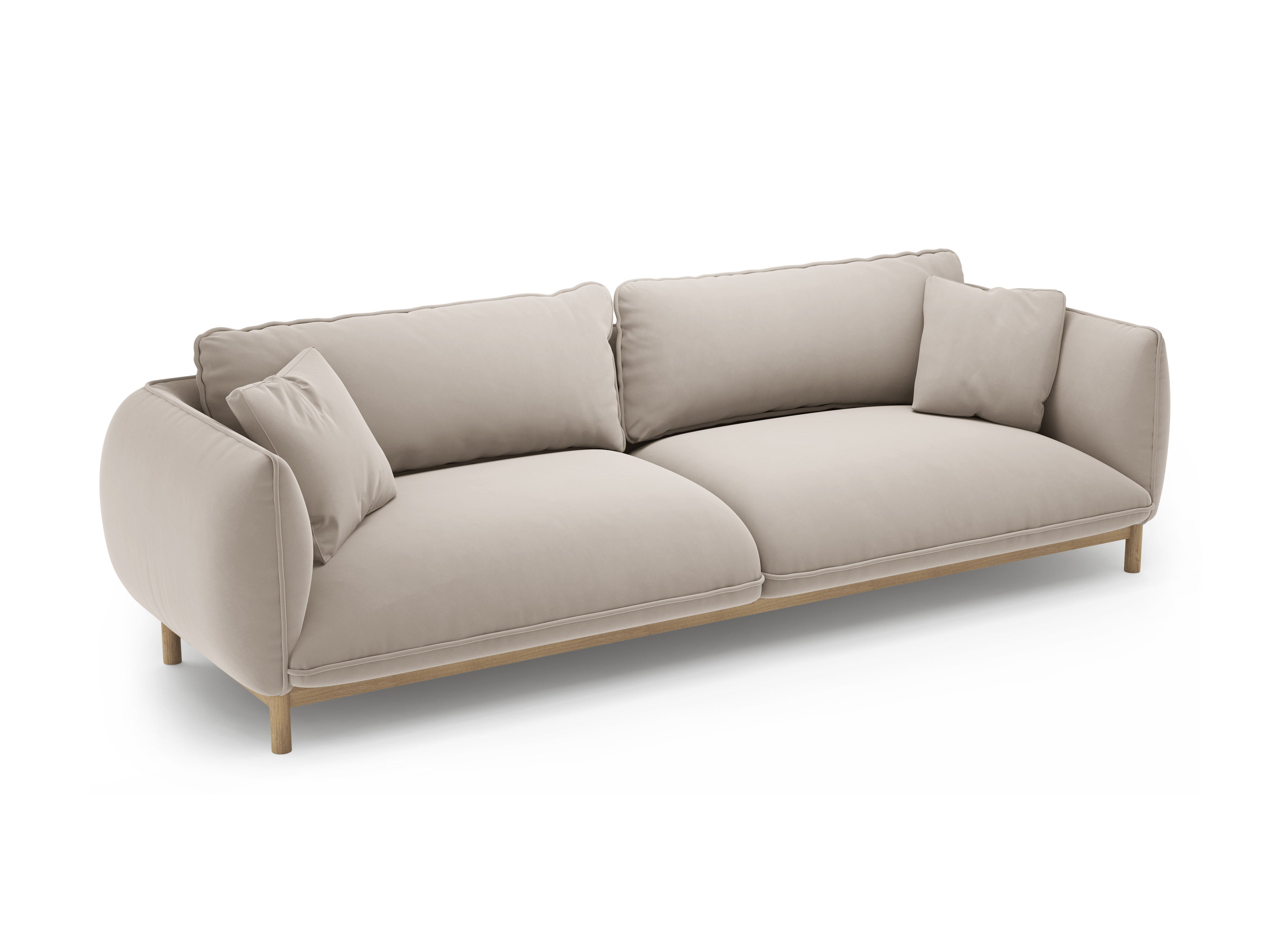 ADA Light Beige 4-Seater Velvet Sofa