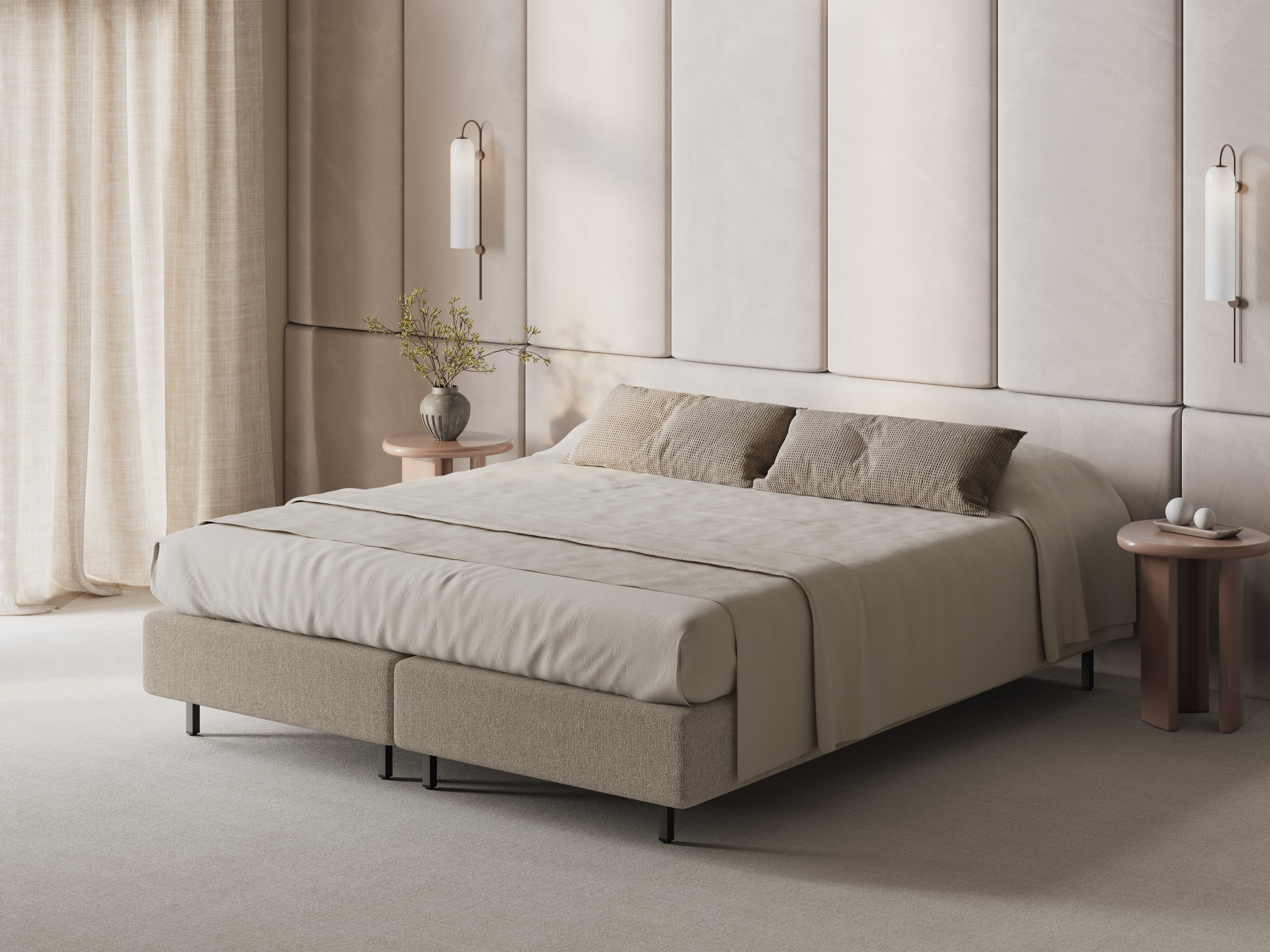 WHALE Bed Dark Beige Chenille