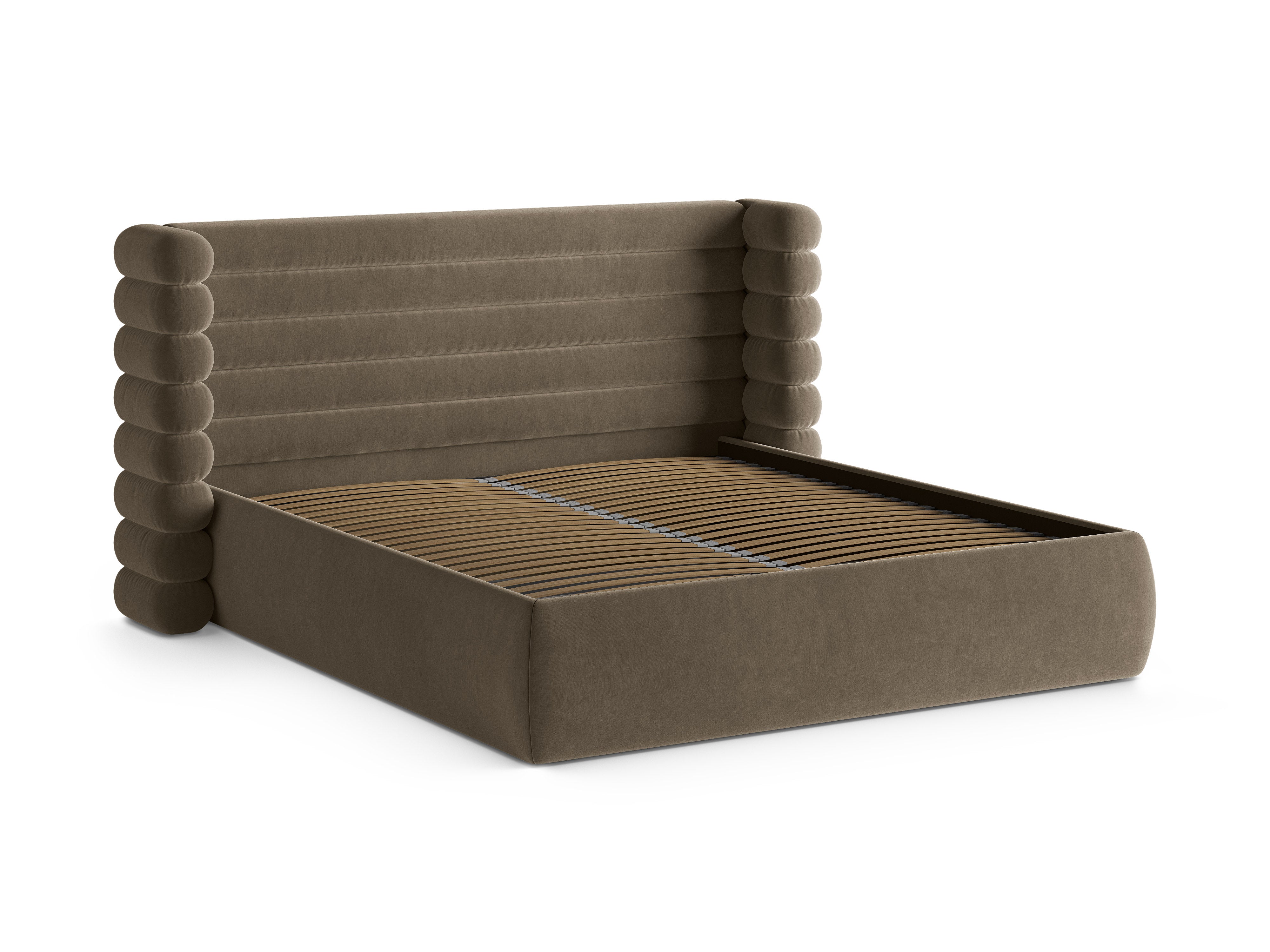 Sametová postel MOUNT šedohnědá