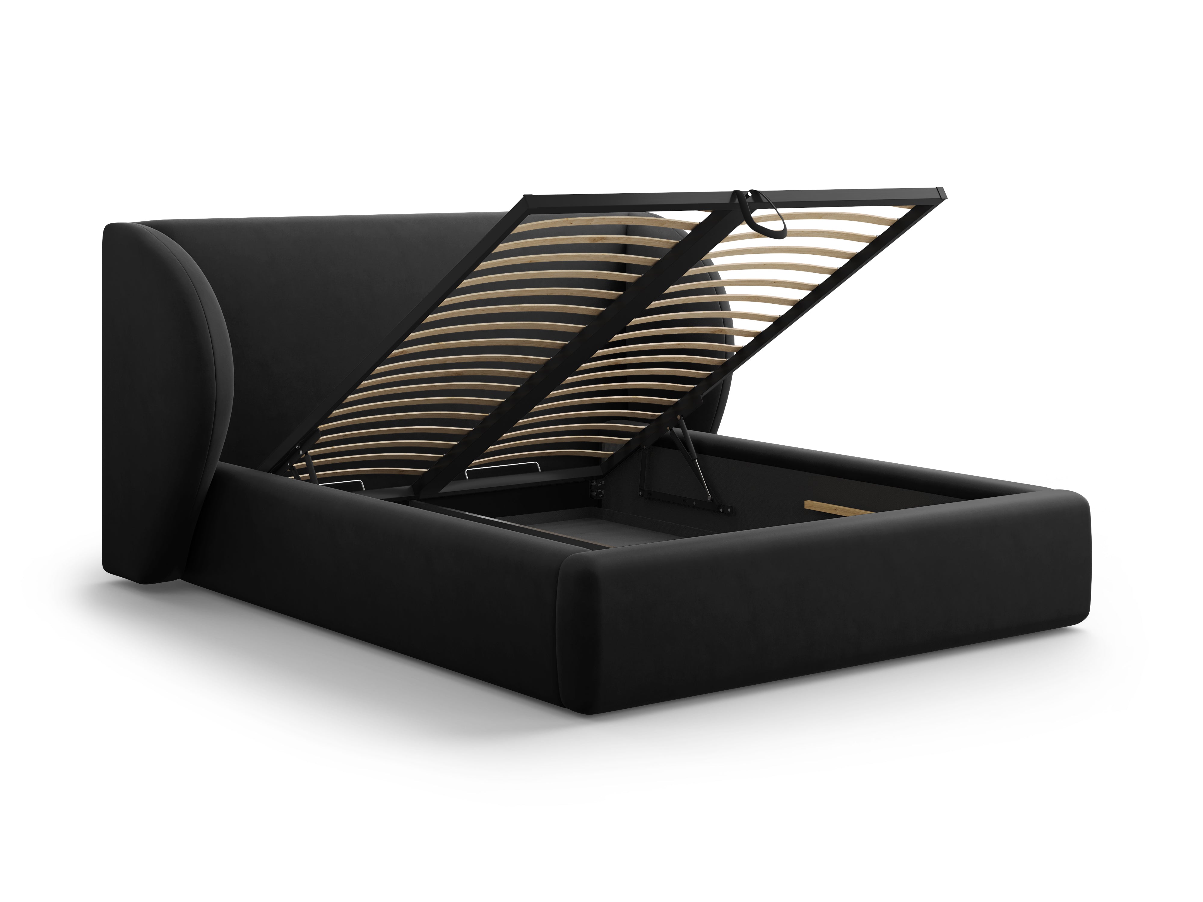 Łóżko aksamitne z pojemnikiem na pościel MILEY czarny Micadoni    Eye on Design