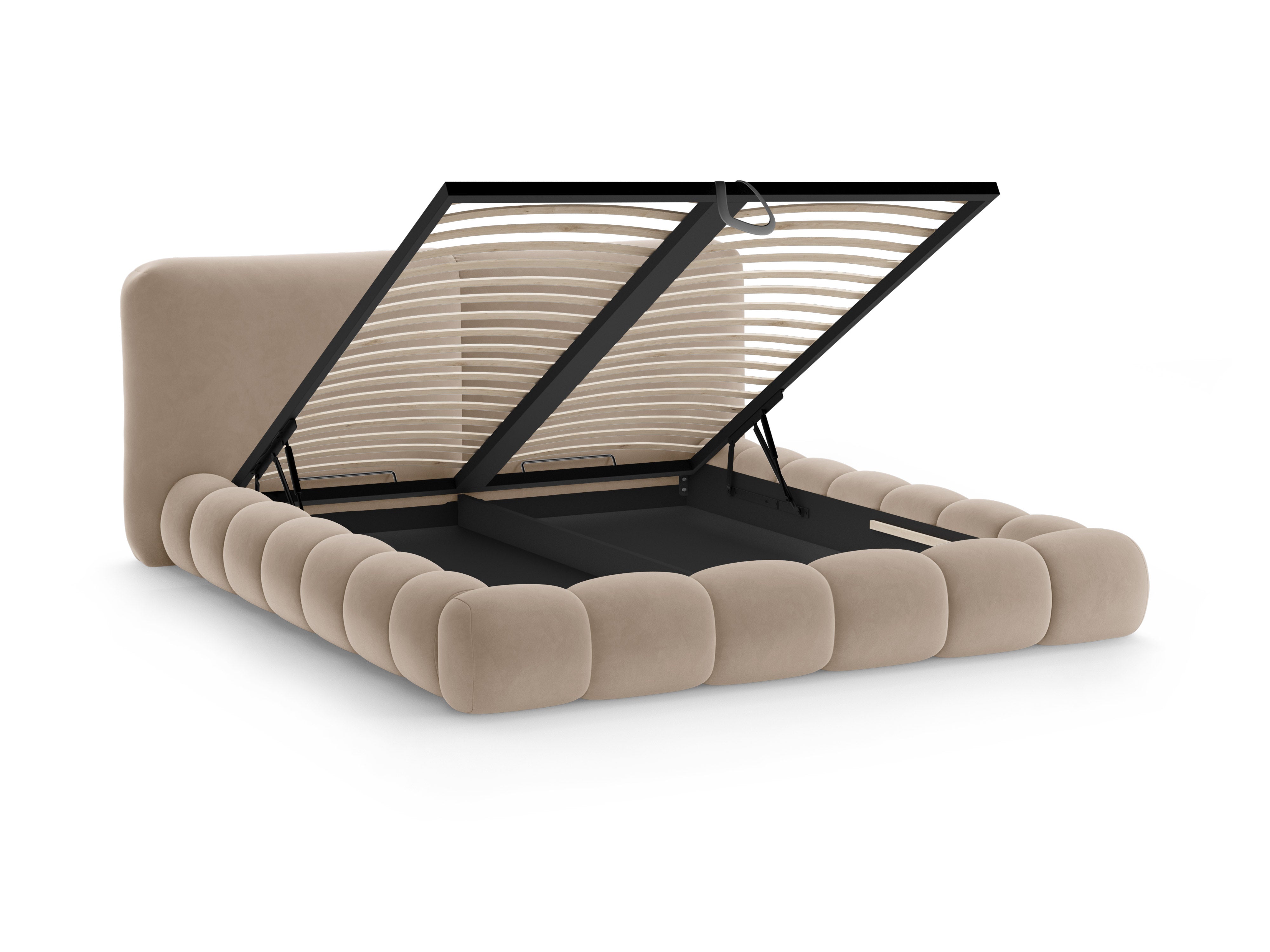 Velvet Bed SOLANGE Almond Beige