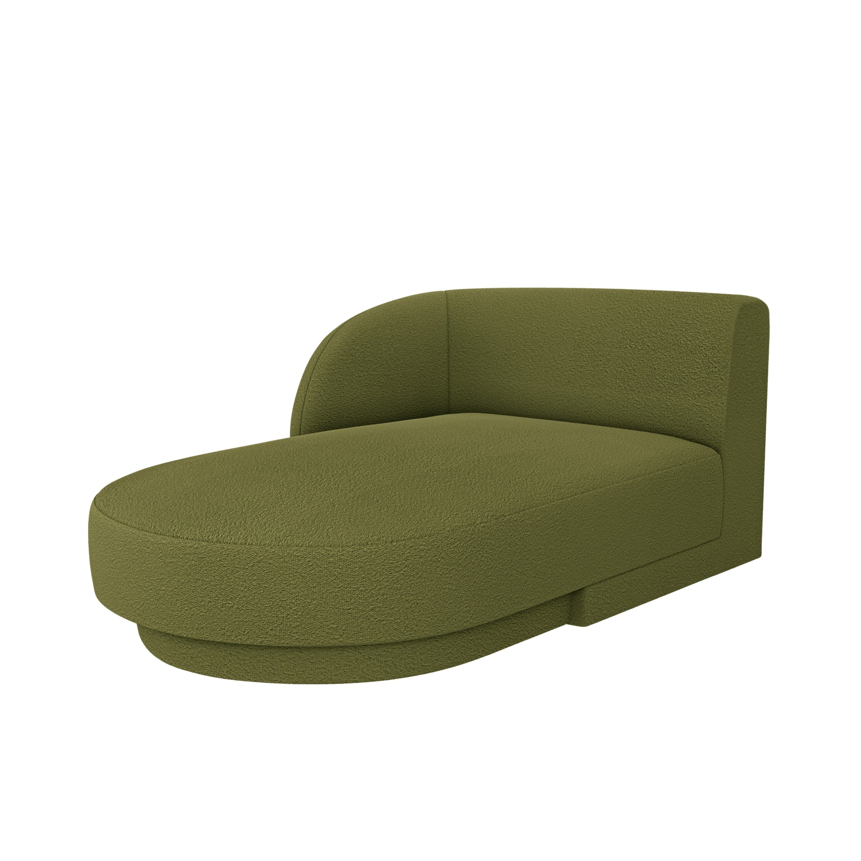 Left-facing chaise longue MILEY green boucle