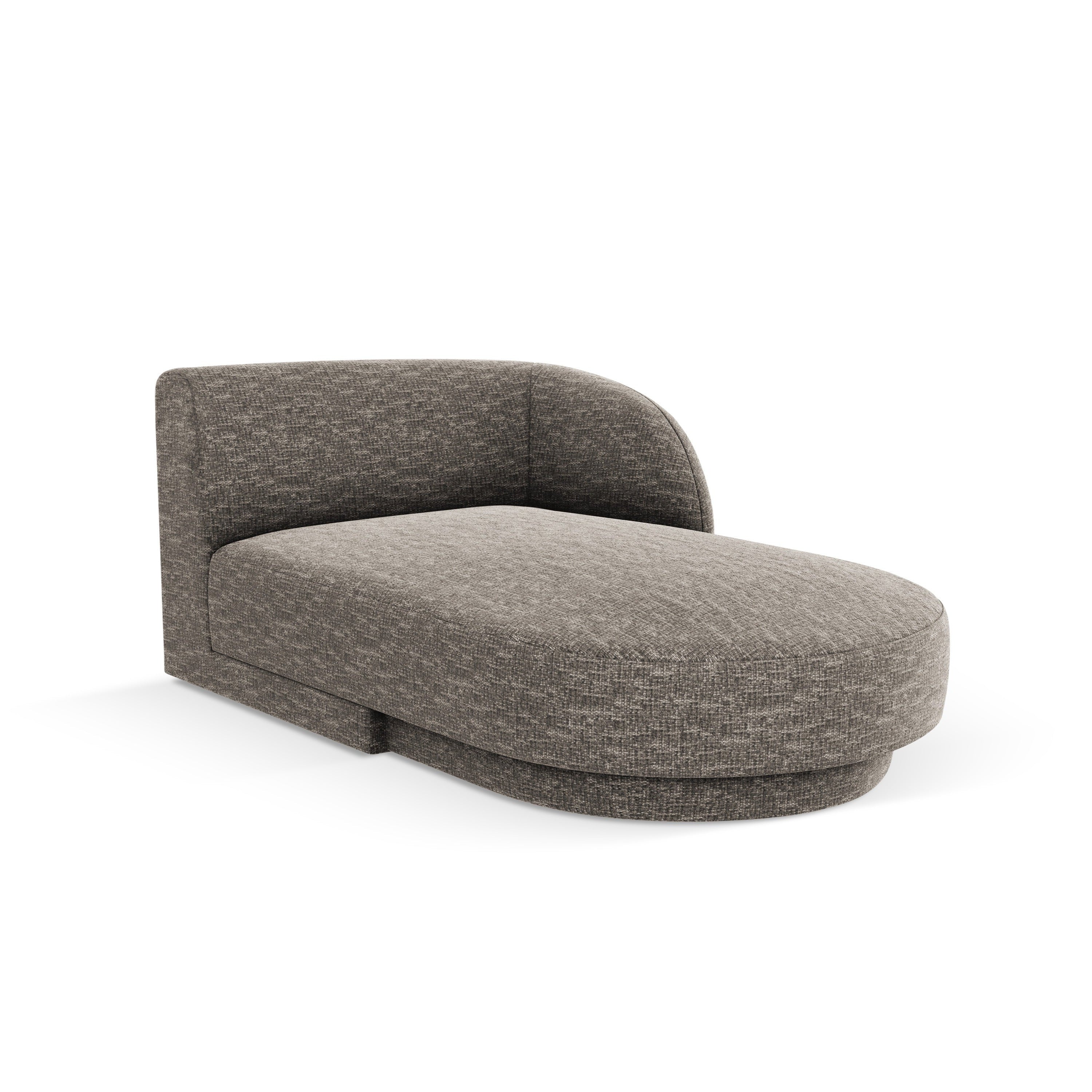 Right-facing chaise longue MILEY gray silky chenille