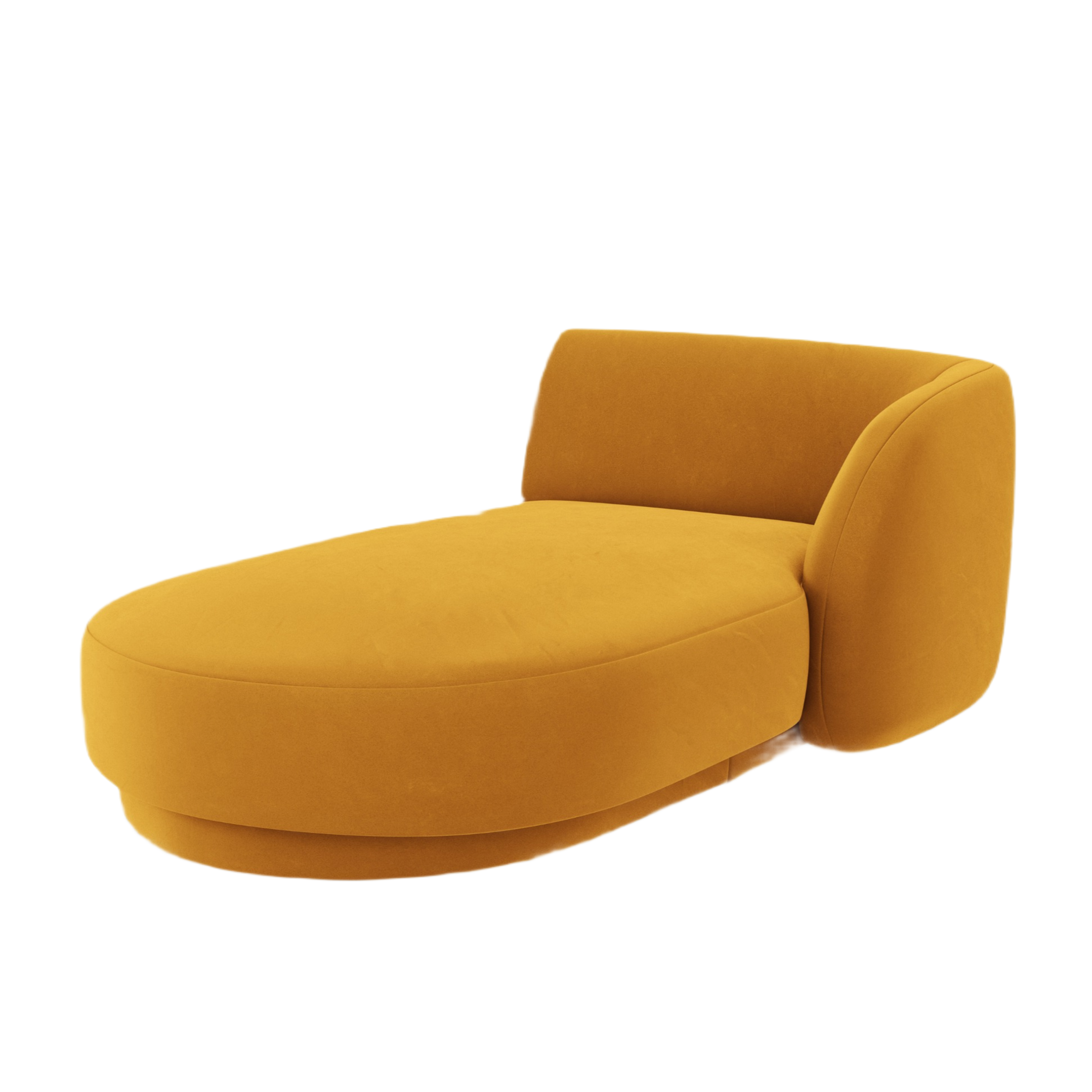 Right-facing velvet chaise longue MILEY yellow