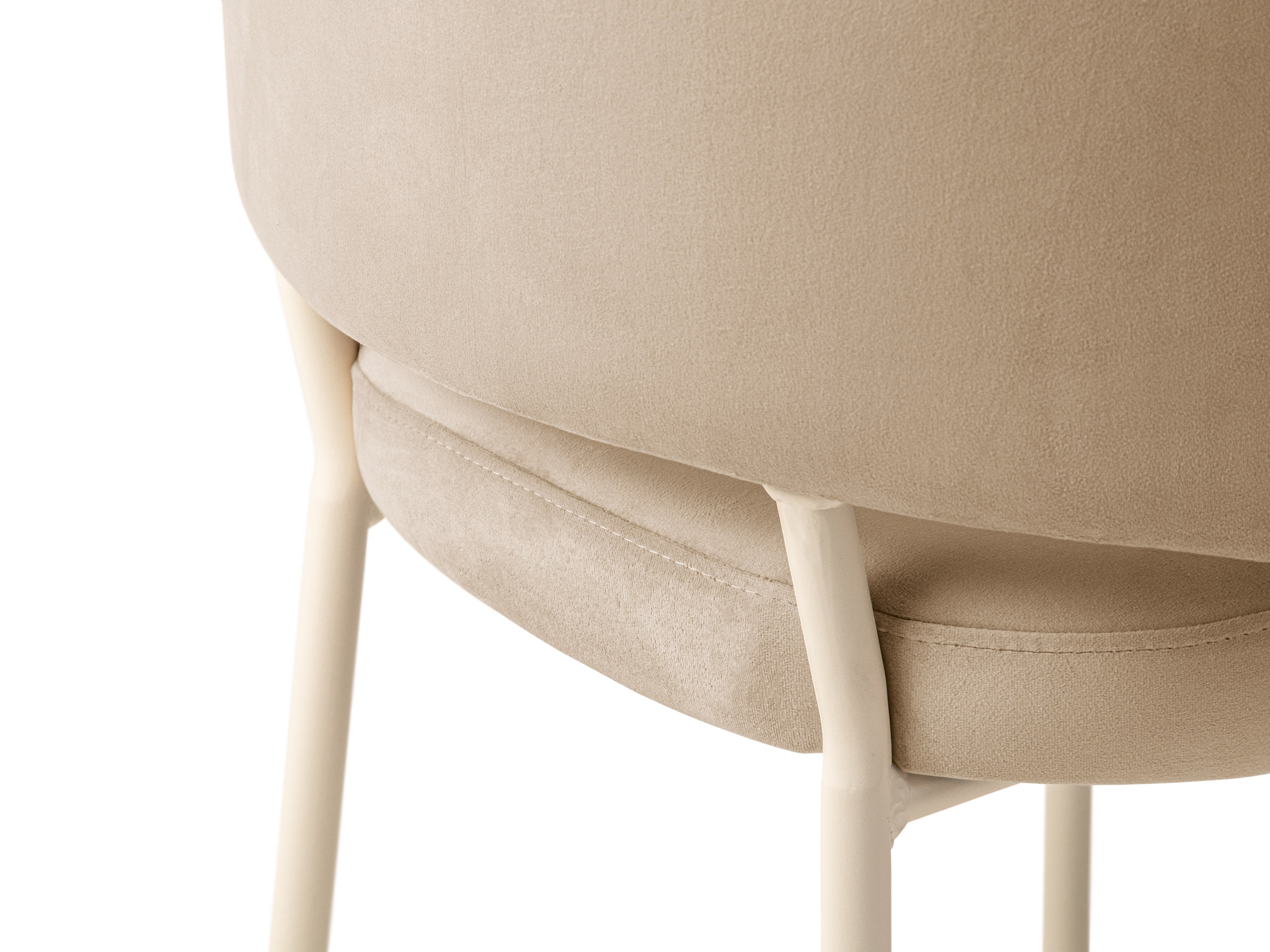DORA Almond Beige Velvet Chair with Beige Base
