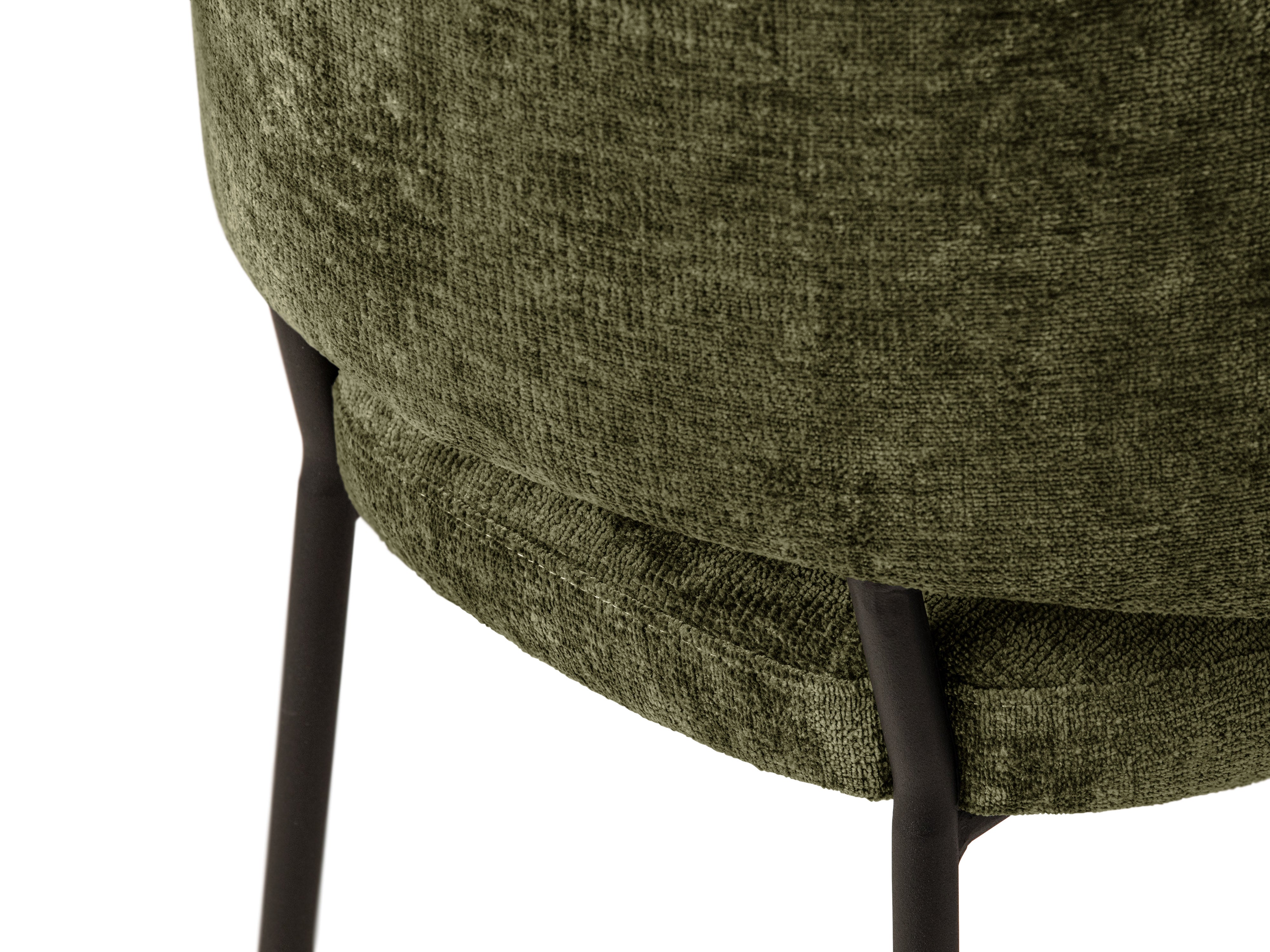 DORA Green Chenille Chair with Black Base