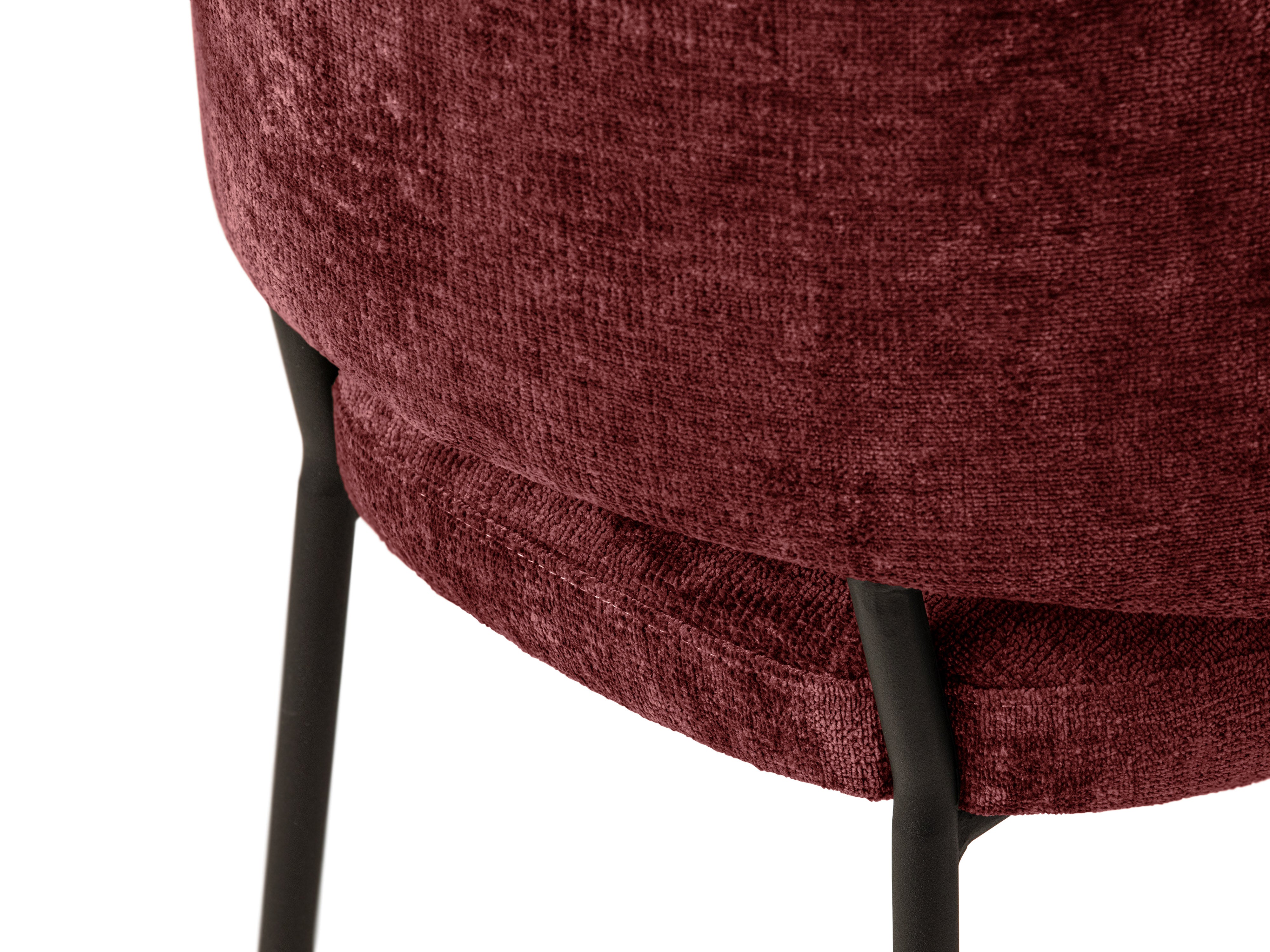 DORA Cherry Chenille Chair with Black Base