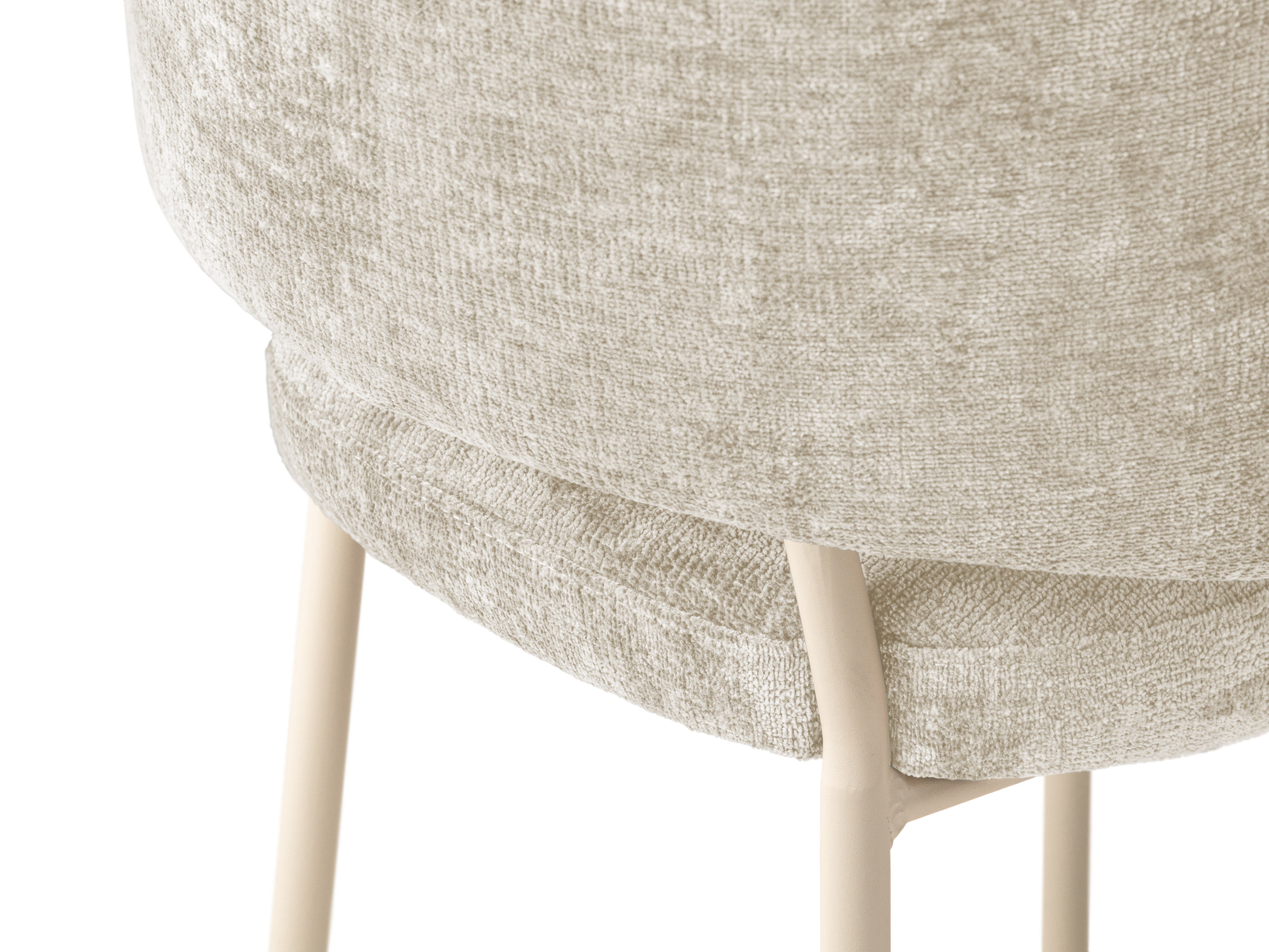 DORA Light Beige Chenille Chair with Beige Base