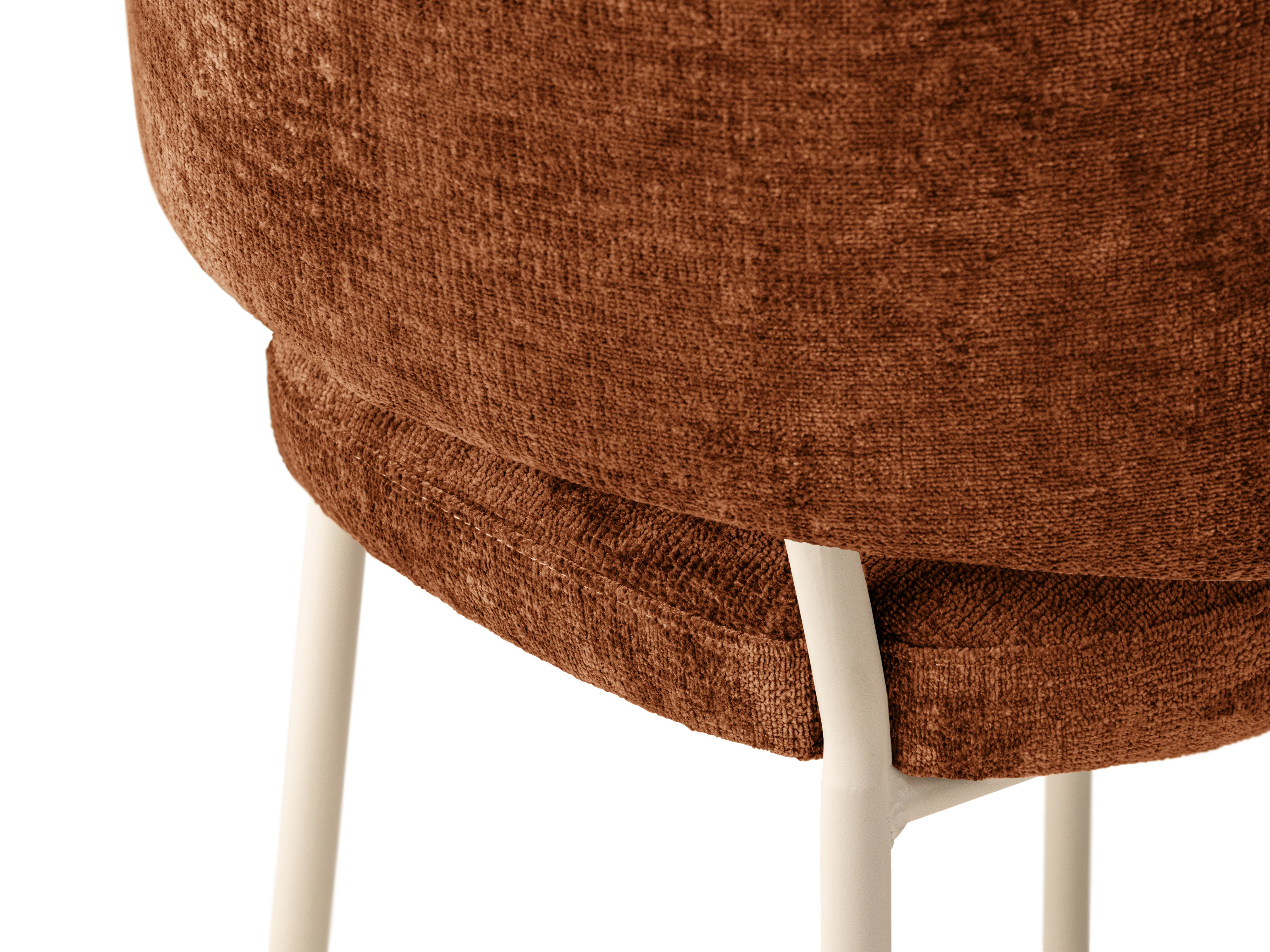 DORA Terracotta Chenille Chair with Beige Base