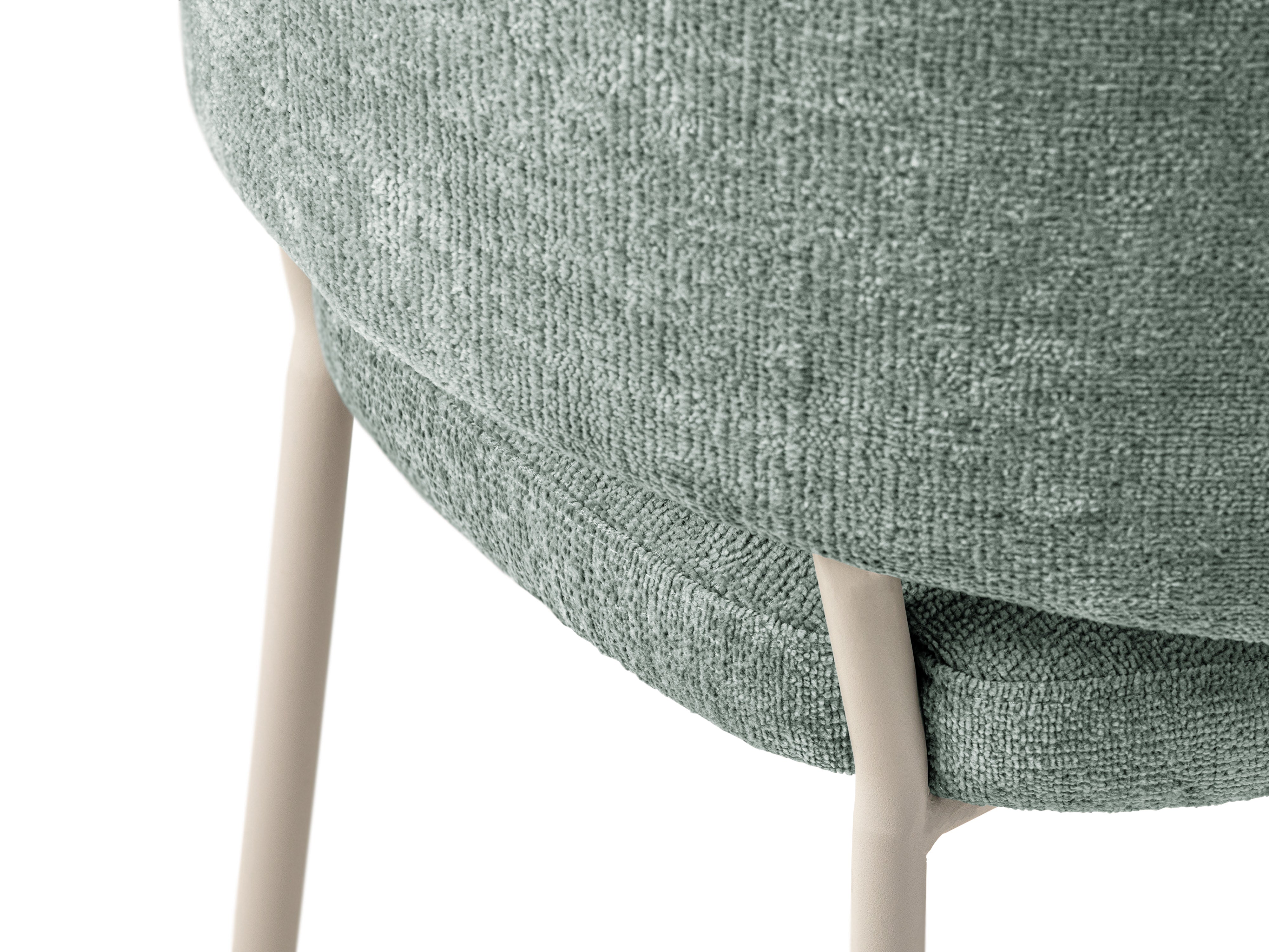 DORA Light Blue Chenille Chair with Beige Base
