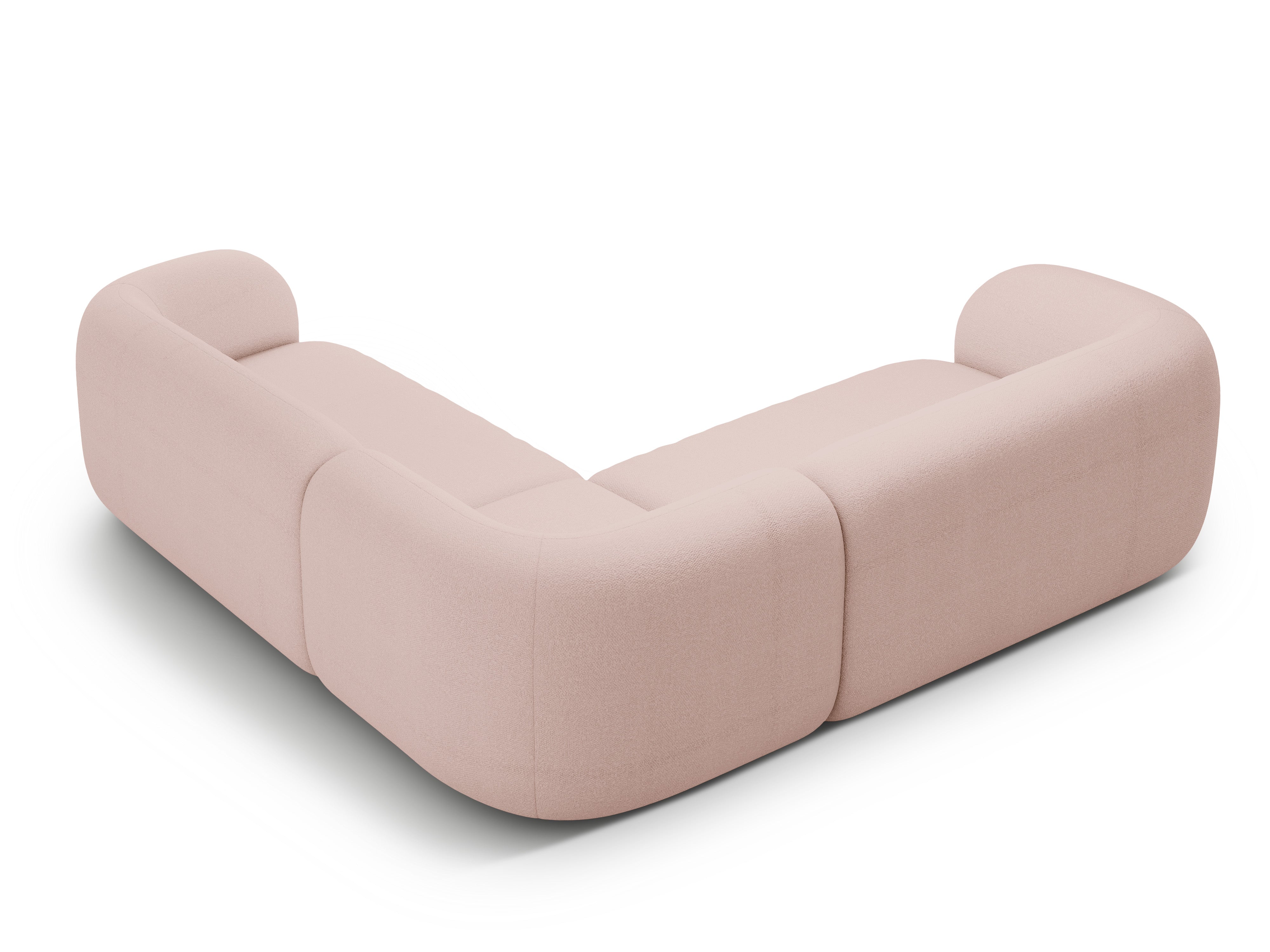 Symetrický rohový gauč KATE růžový boucle