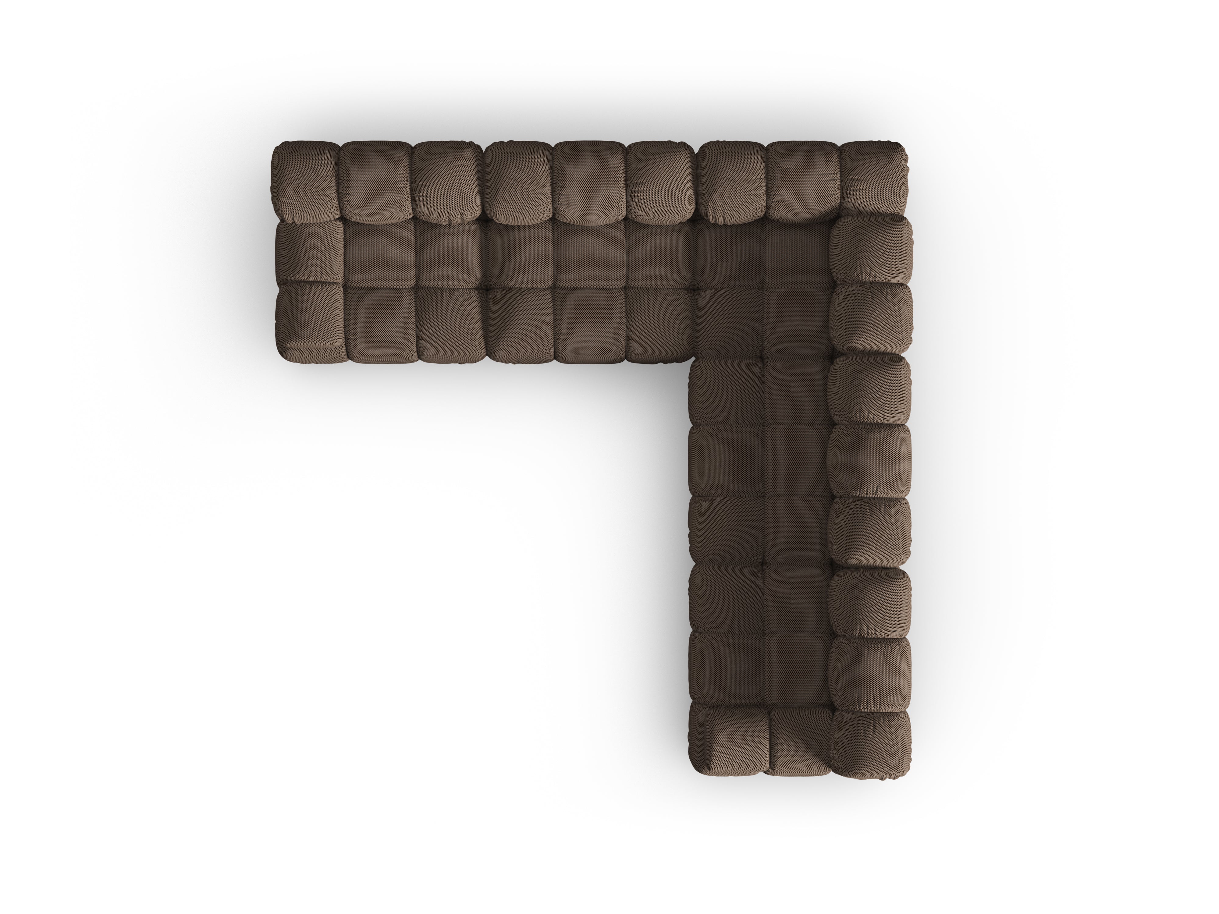Symetrický roh BELLIS v hnědé 3D tkanině