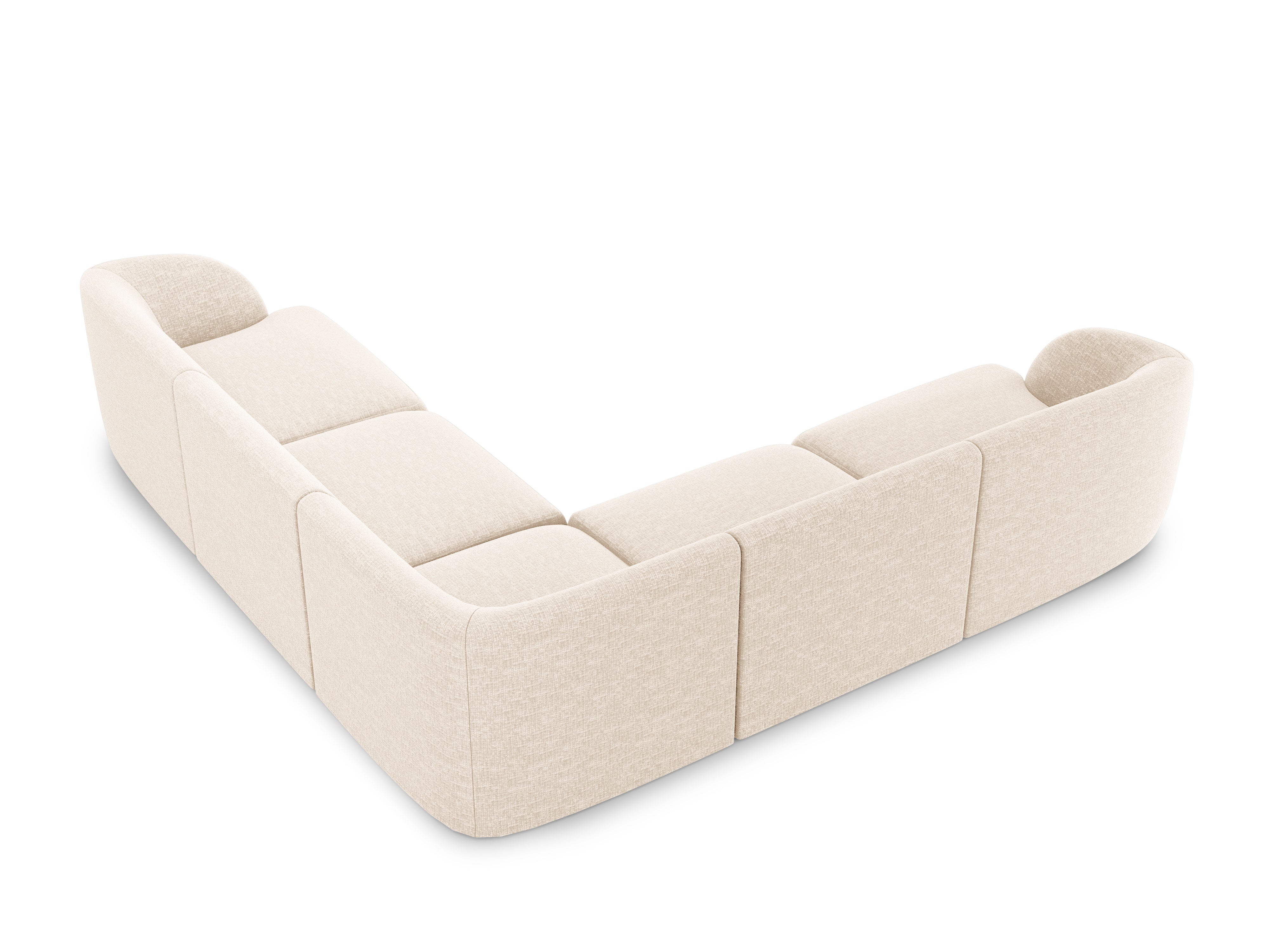Symmetrical 5-Seater Corner Sofa MILEY Ivory Chenille