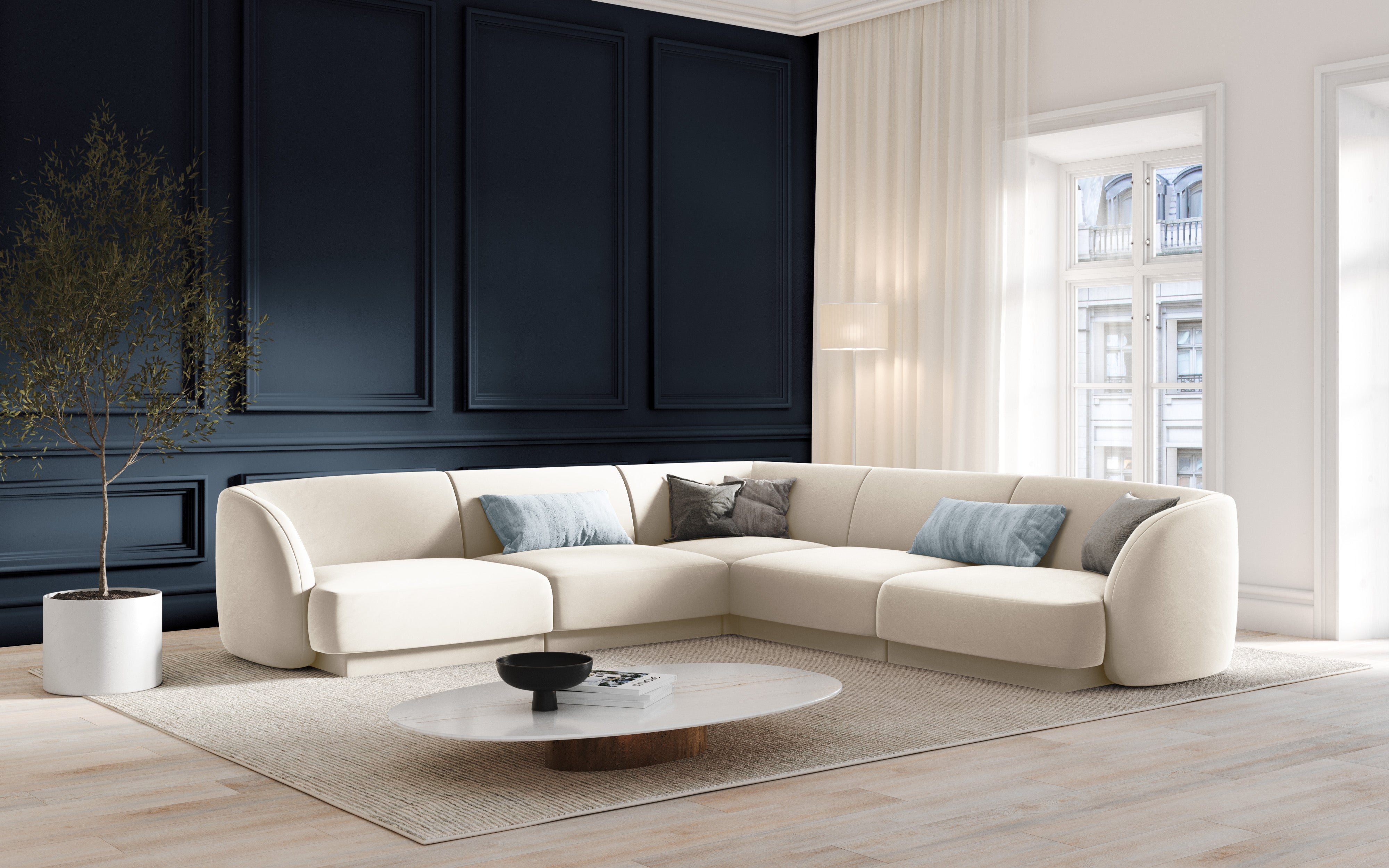 Miley beige velvet armchair