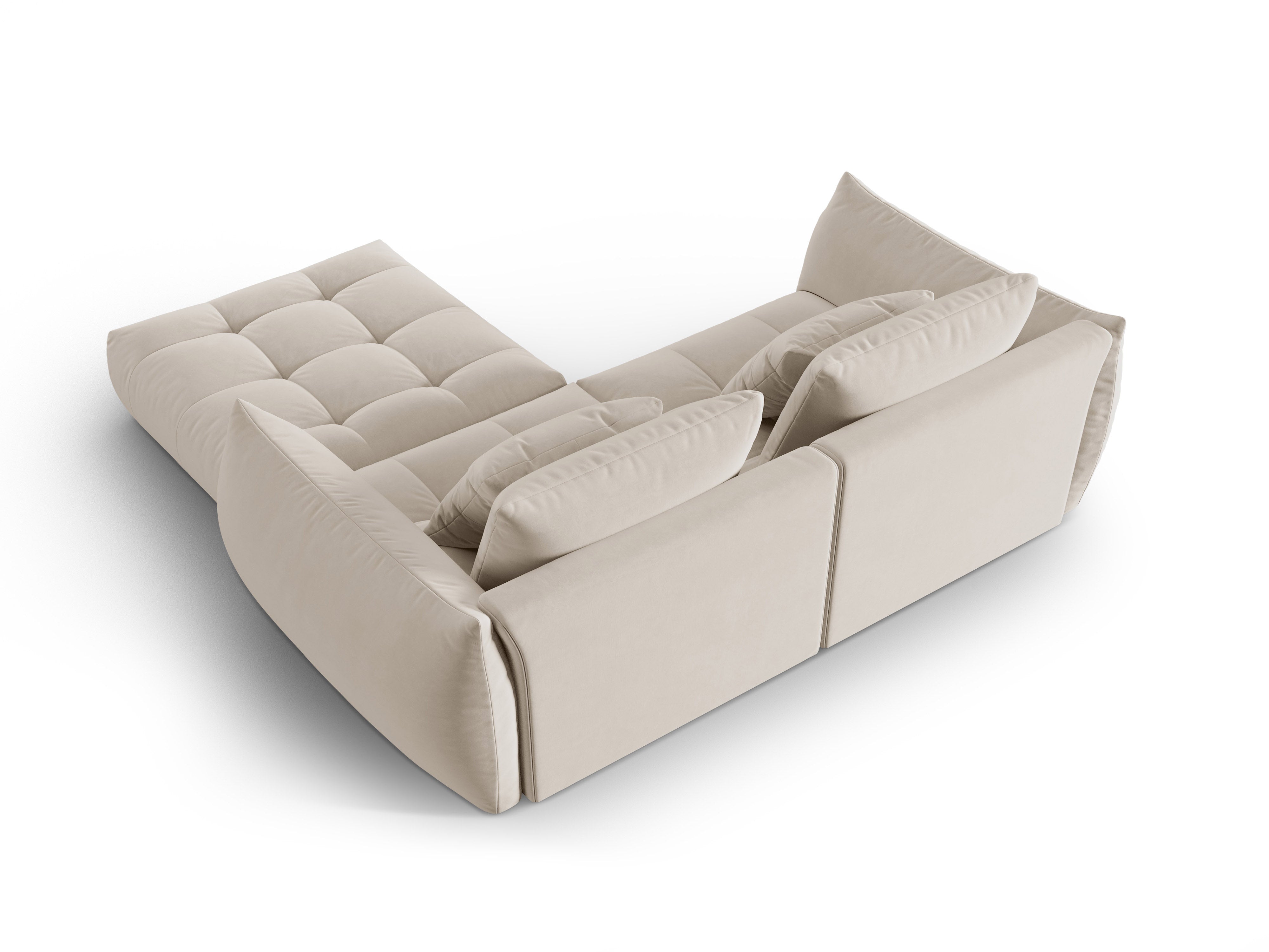 Modular Velvet Corner Sofa 3-Seater BLOOM Ecru