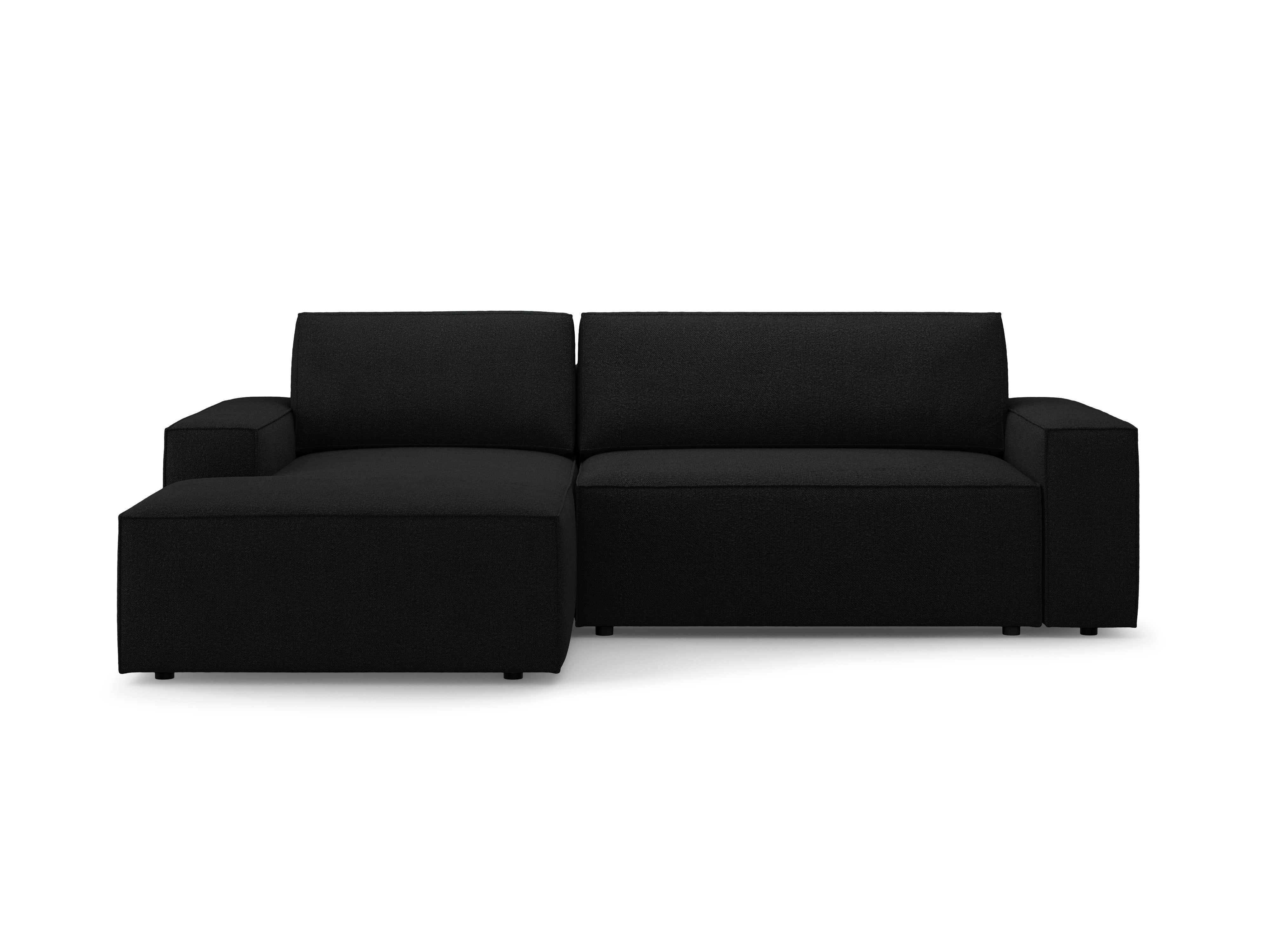Left-facing corner sofa bed JODIE black boucle