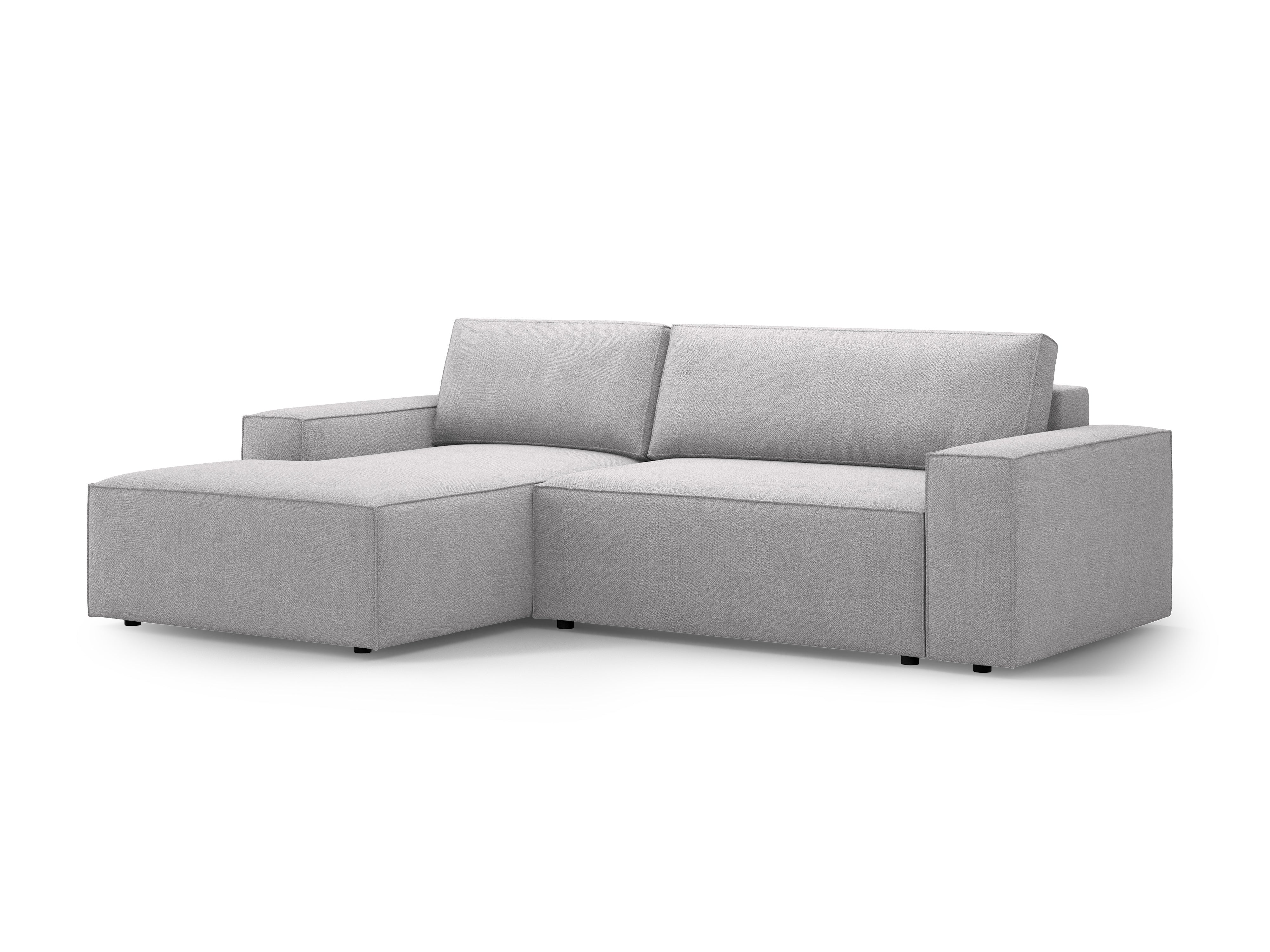 Left-facing corner sofa bed JODIE light gray boucle