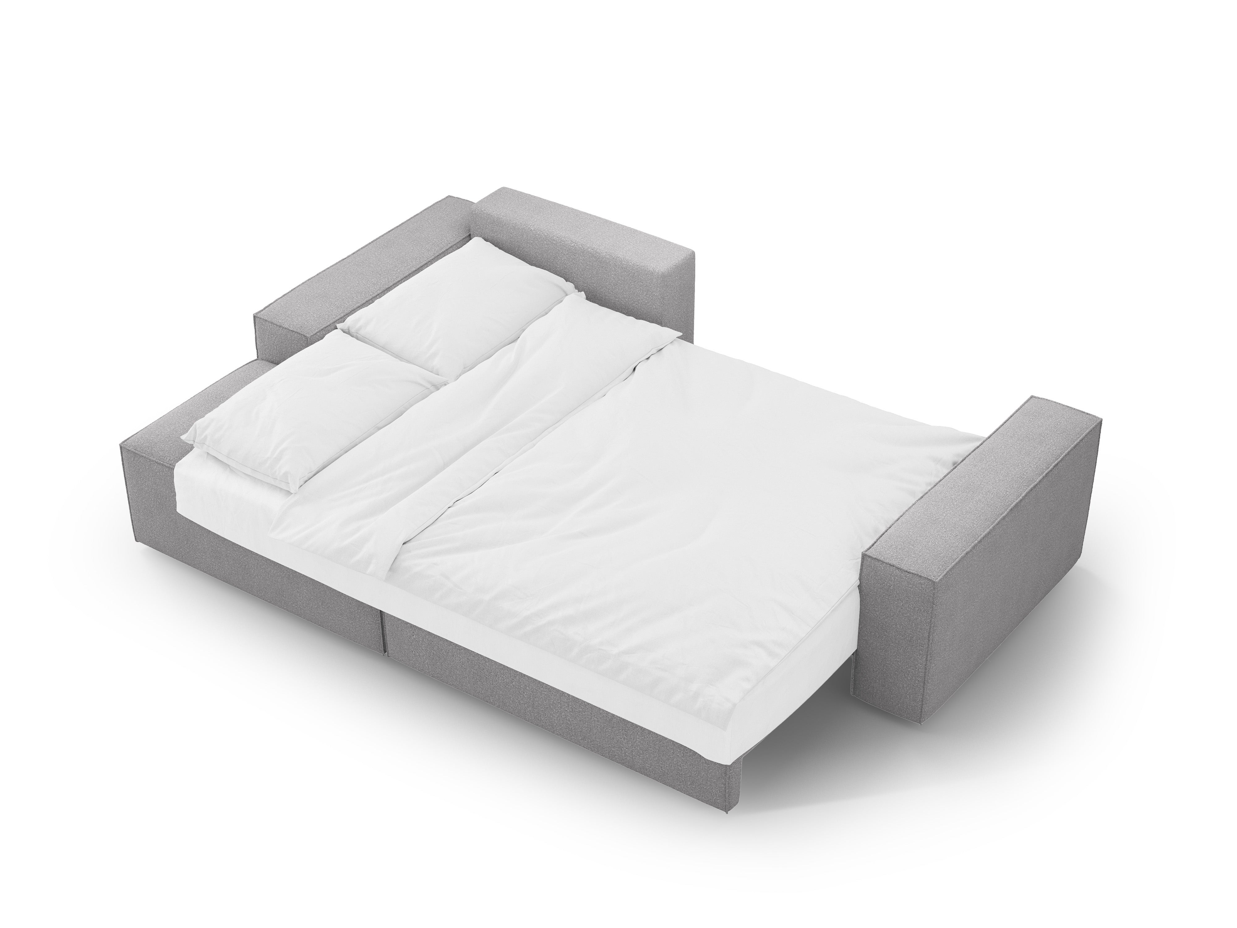 Left-facing corner sofa bed JODIE light gray boucle