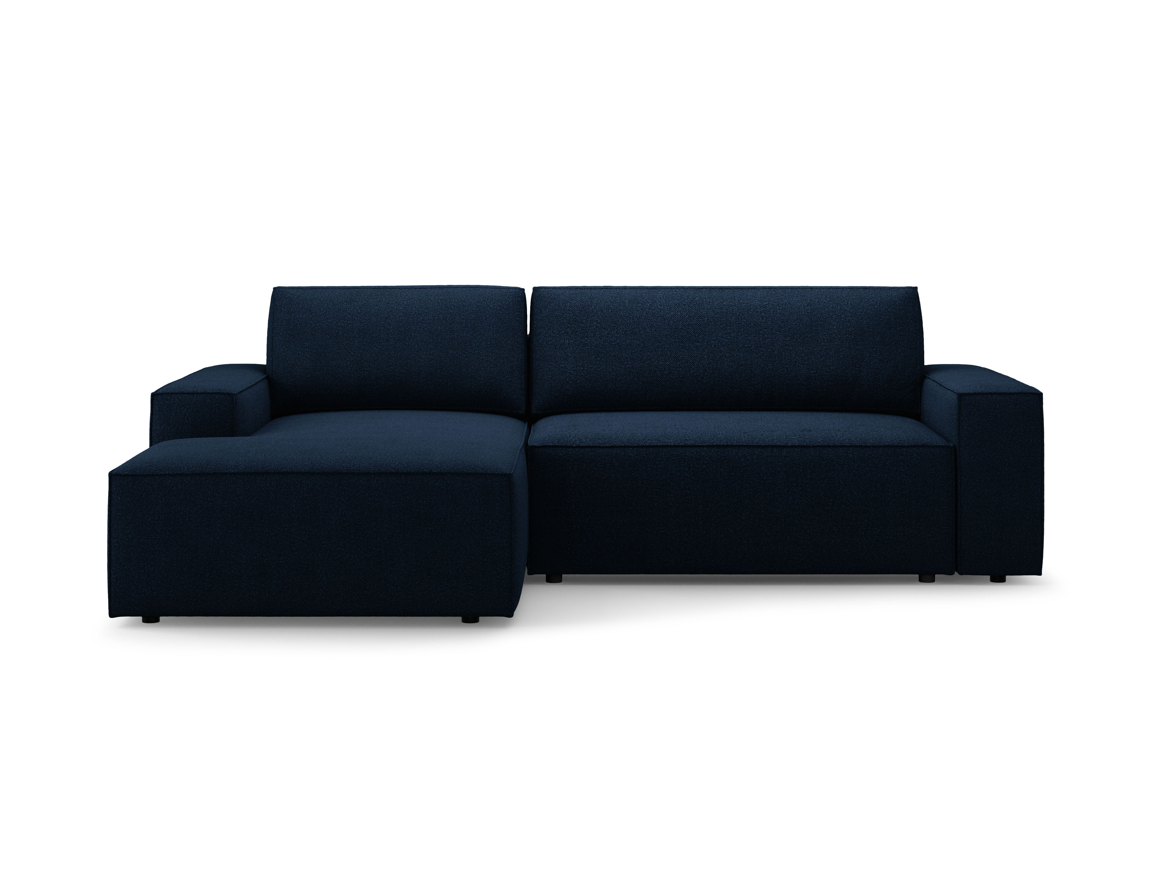 Left-facing corner sofa bed JODIE dark blue boucle