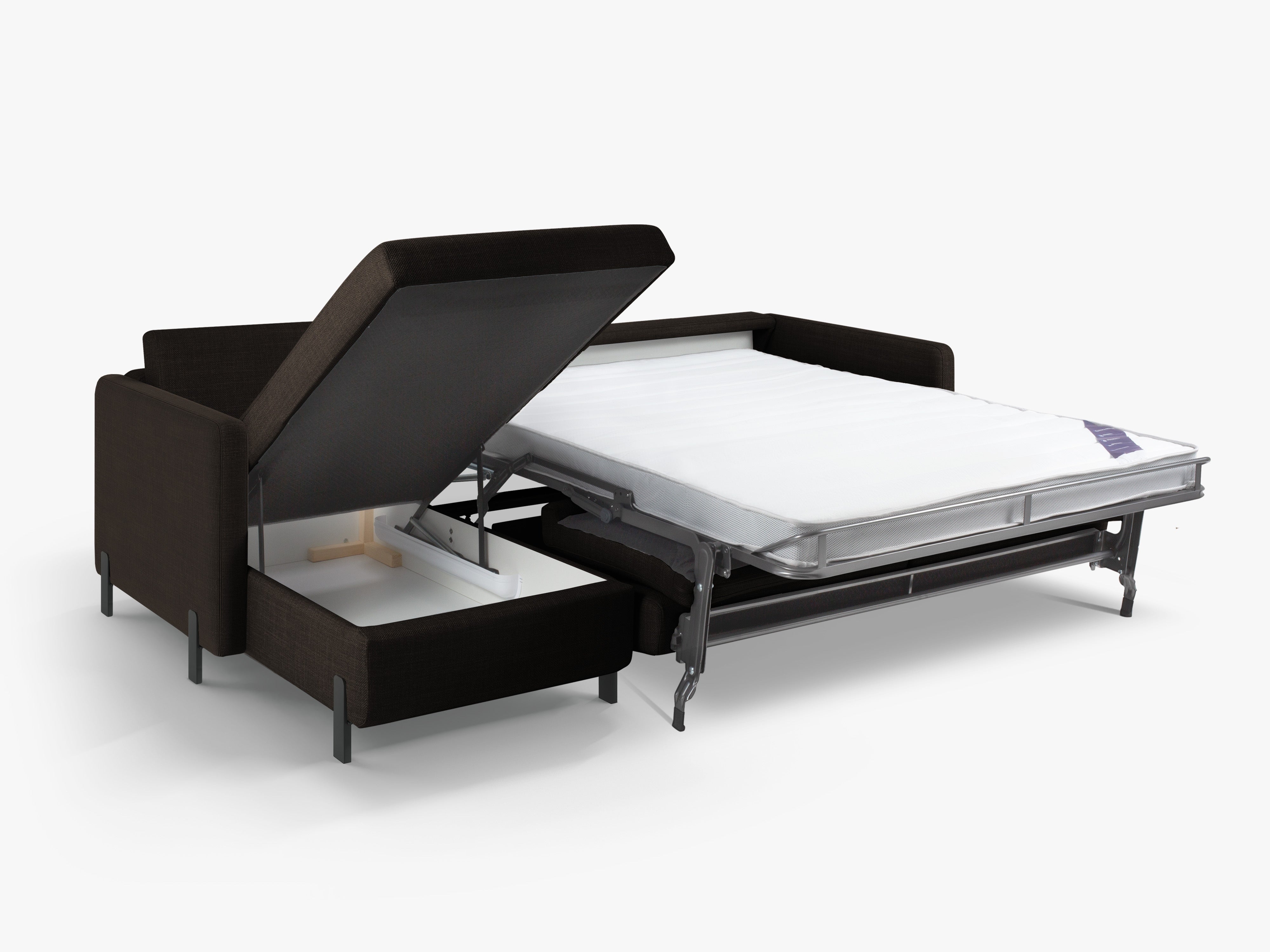 Left-sided corner sofa bed GLORIA dark gray chenille