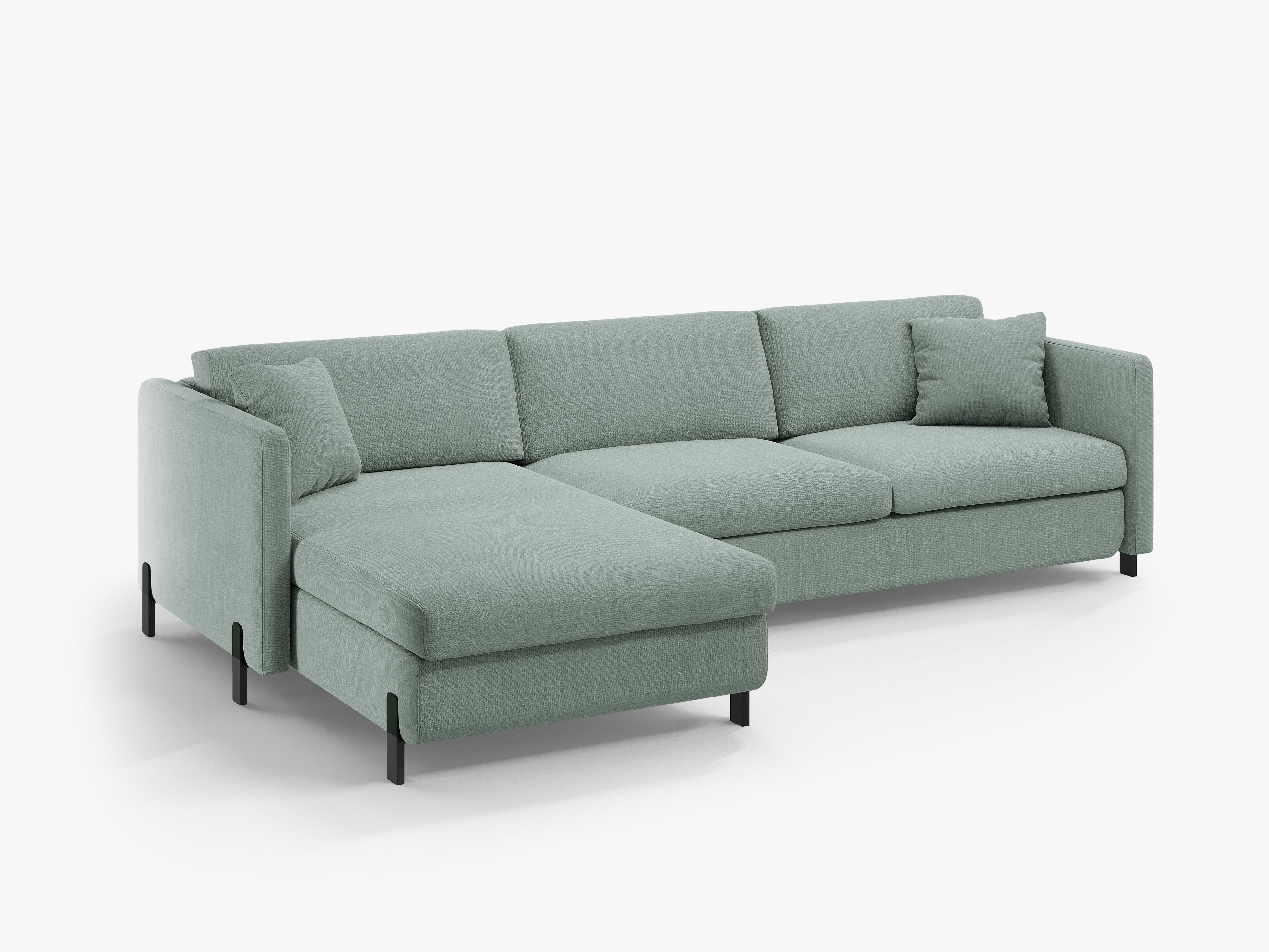 Left-sided corner sofa bed GLORIA mint chenille