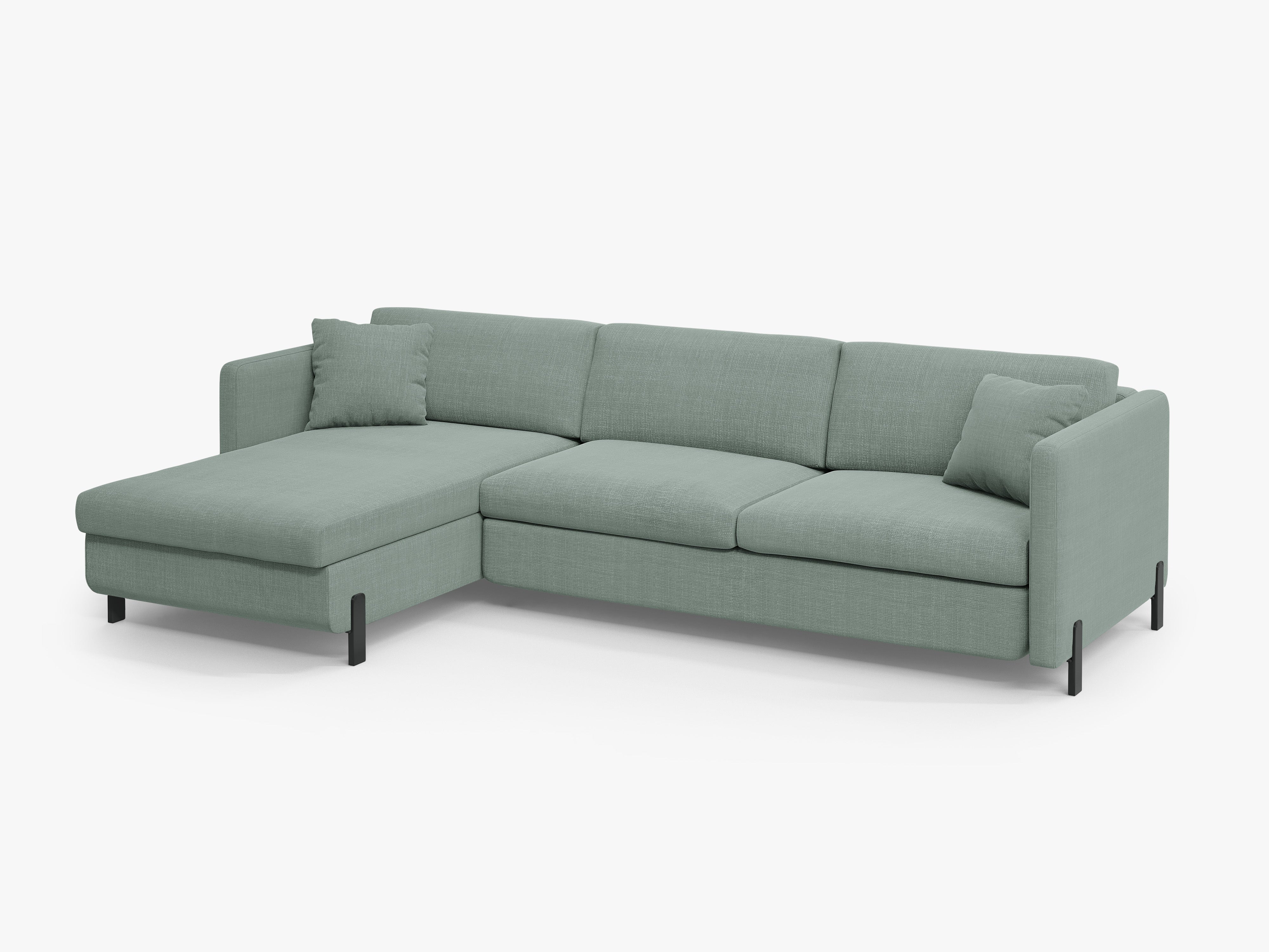 Left-sided corner sofa bed GLORIA mint chenille