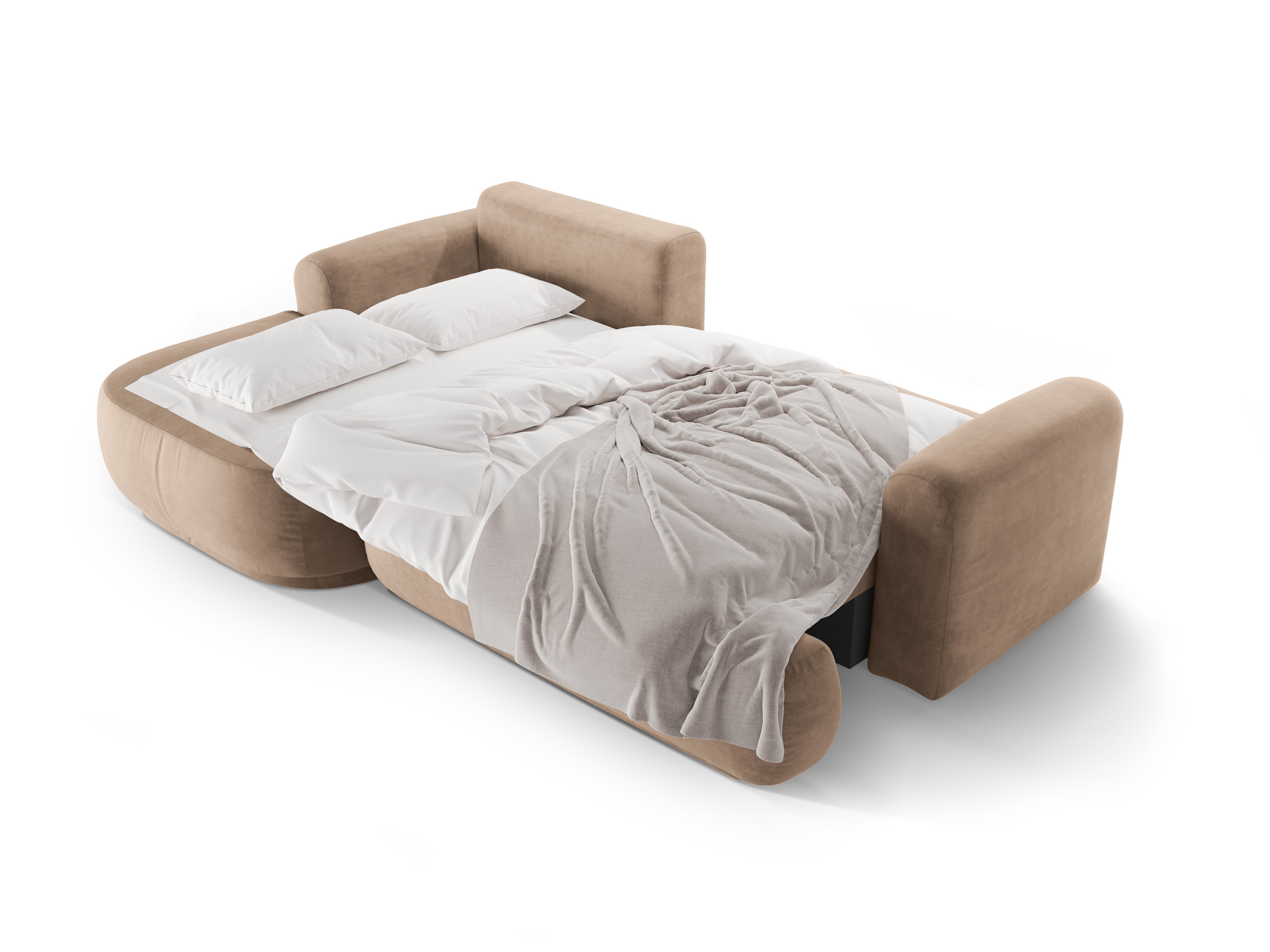 Rohová sedačka s funkcí spaní ELLA levostranná sametová tmavě béžová