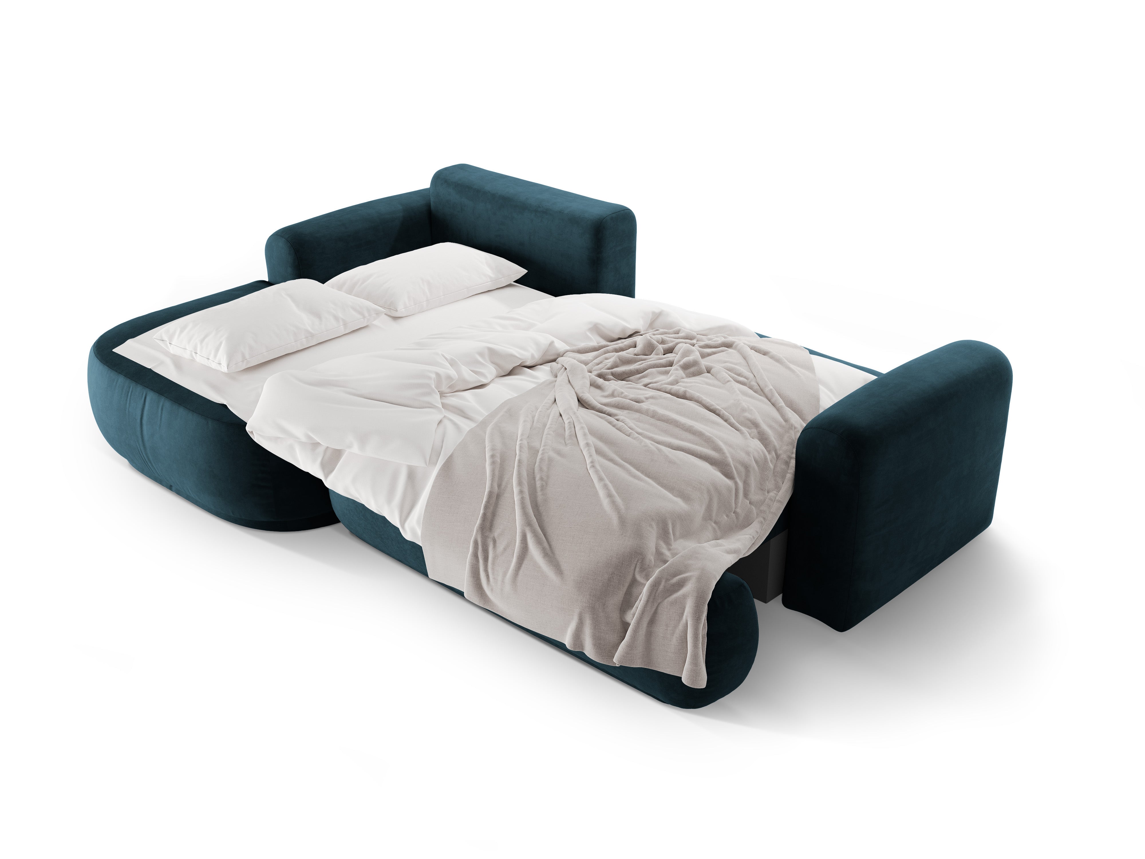 Rohová sedačka levostranná sametová s funkcí spaní ELLA granátově petrol