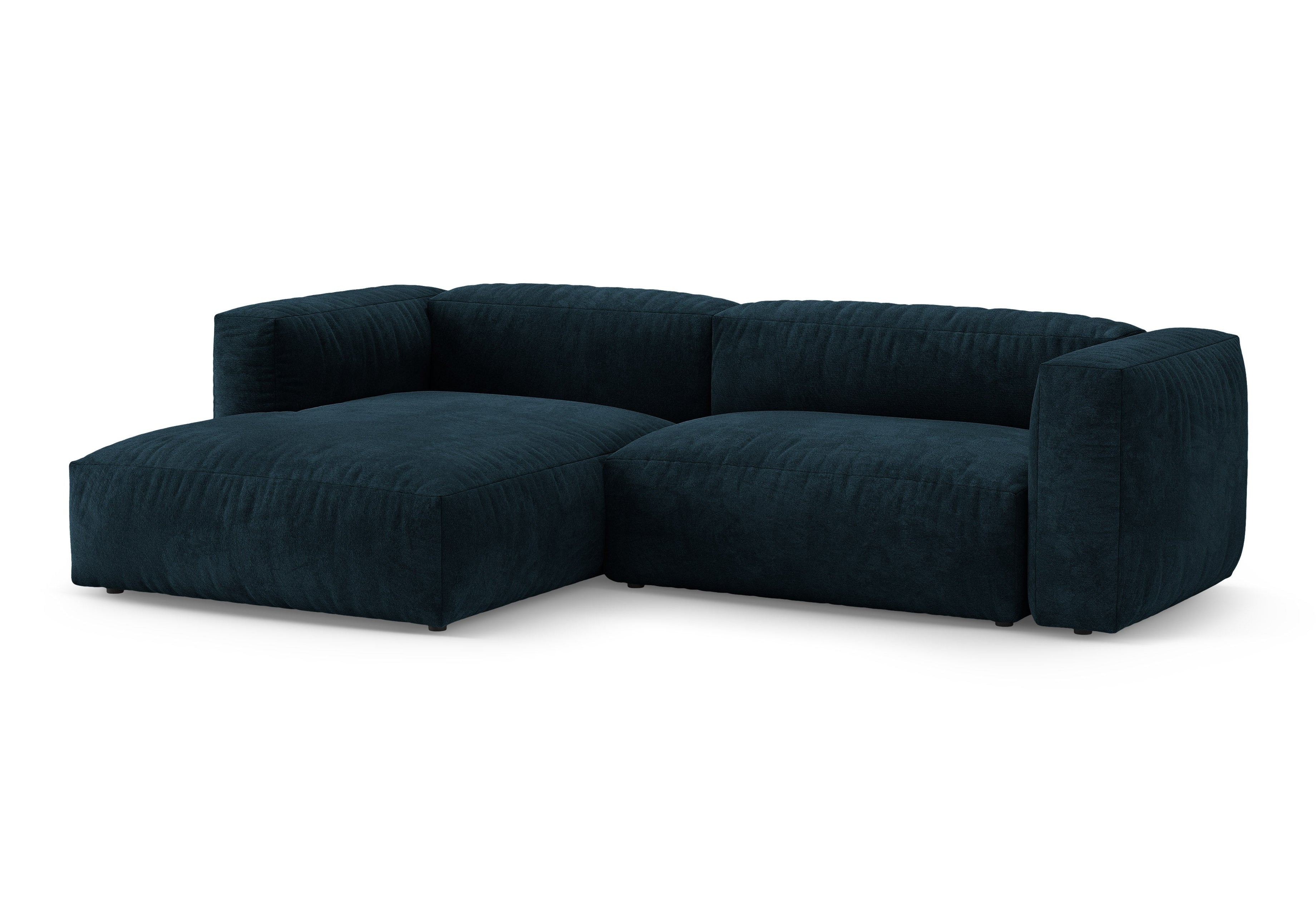 Left-facing velvet corner sofa with sleeping function MARTINA deep petrol