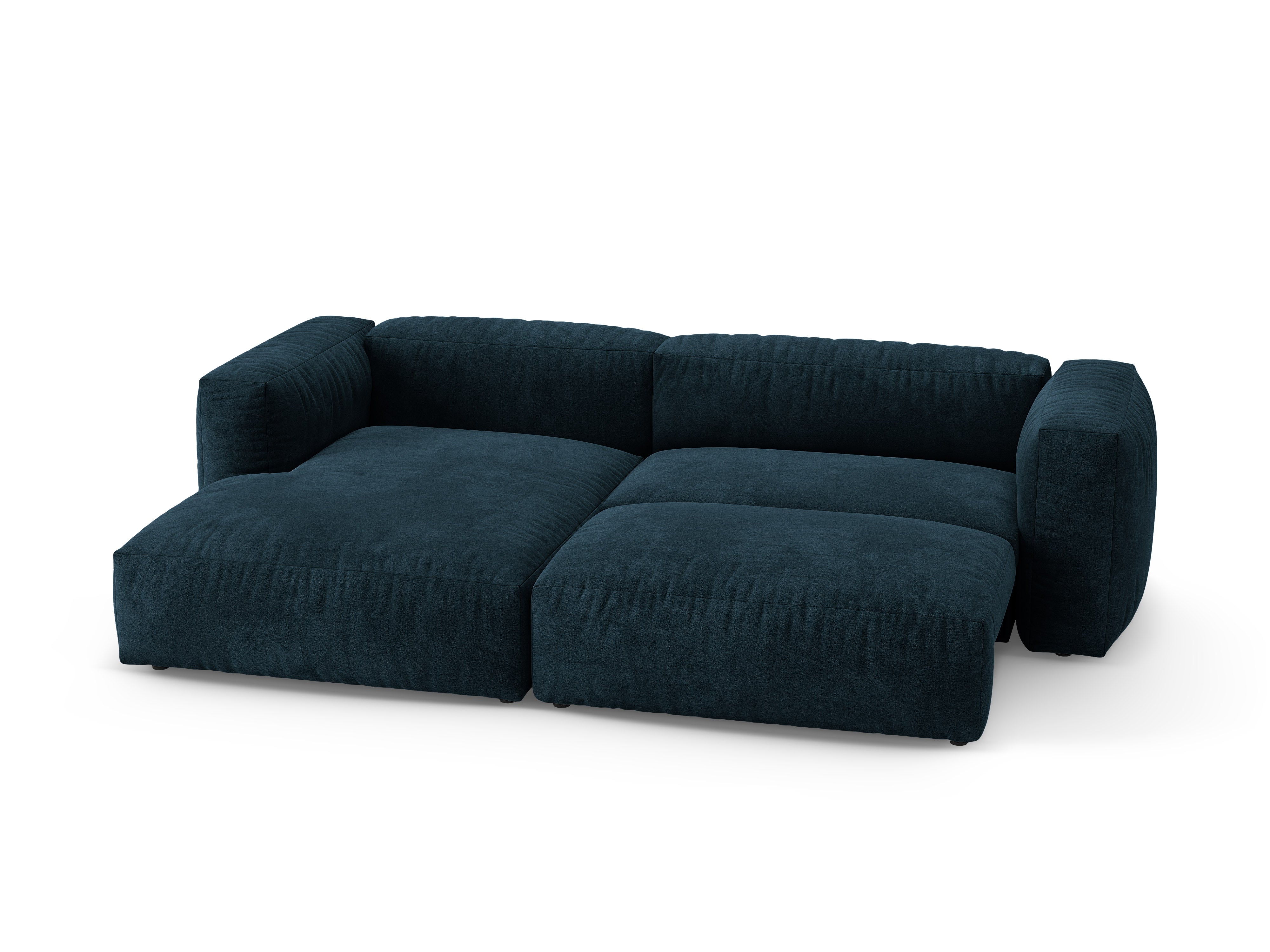Left-facing velvet corner sofa with sleeping function MARTINA deep petrol