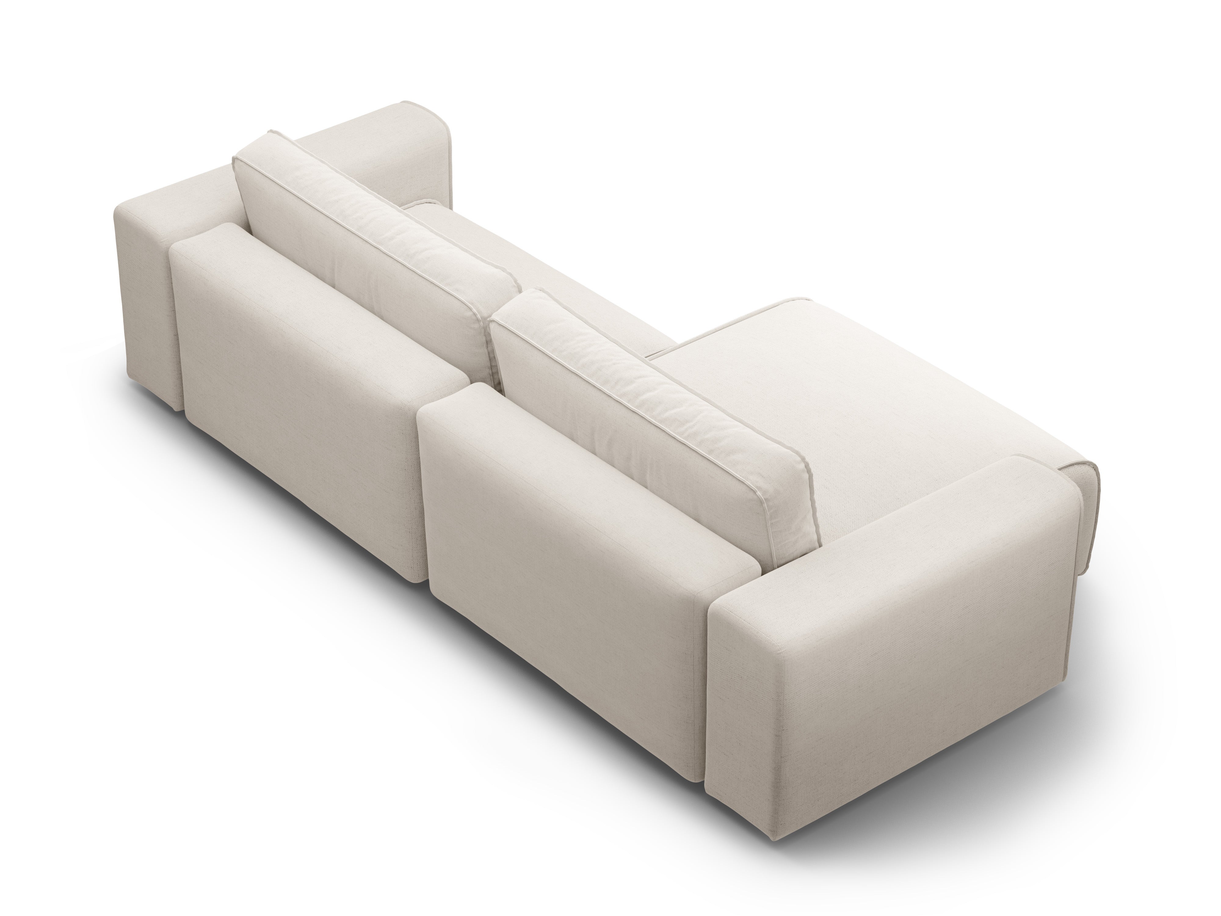 Left-sided 3-seater sofa bed VICTOR light beige chenille