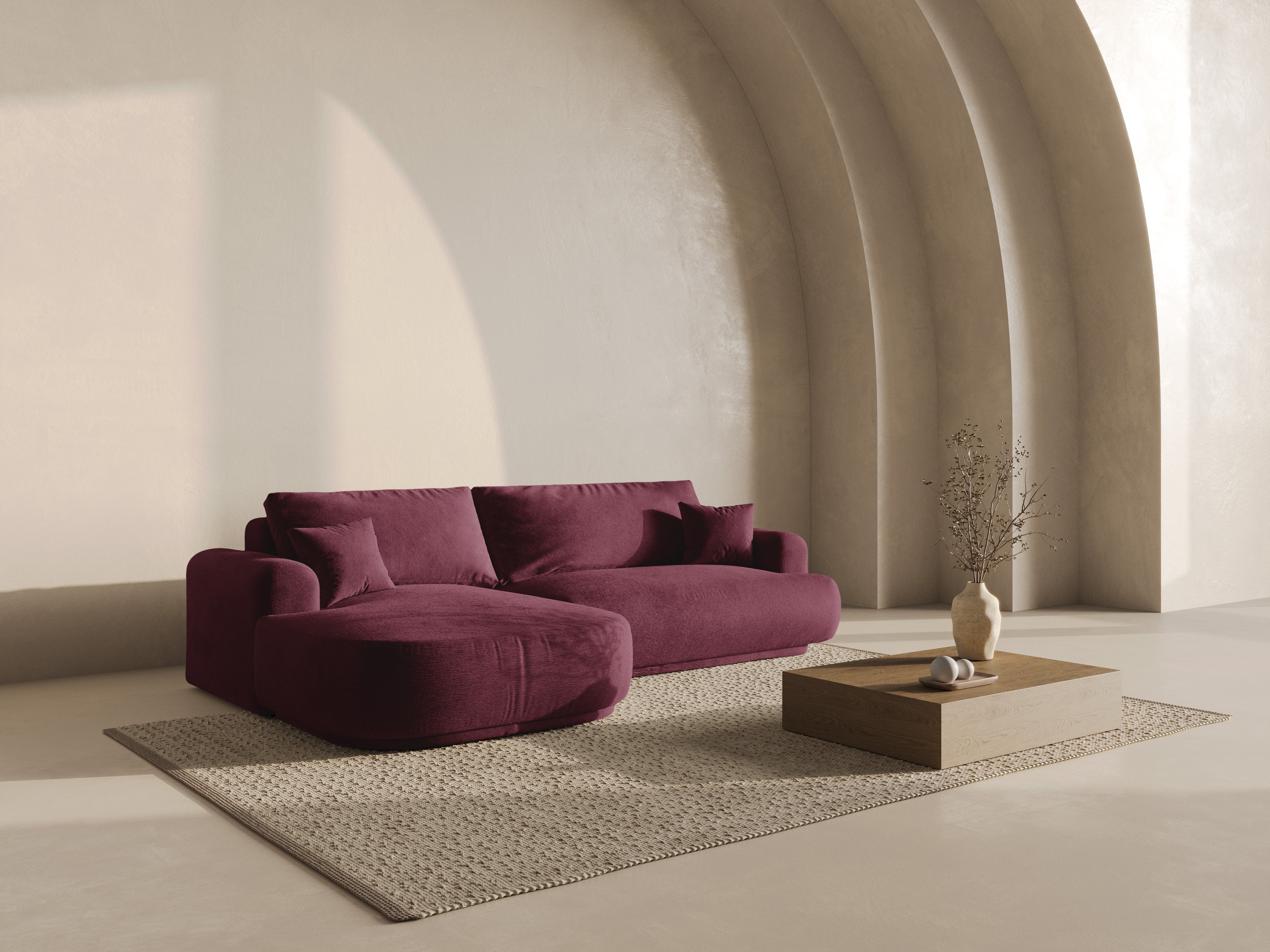 Left -hand corner with Ella Burgundy sleeping function