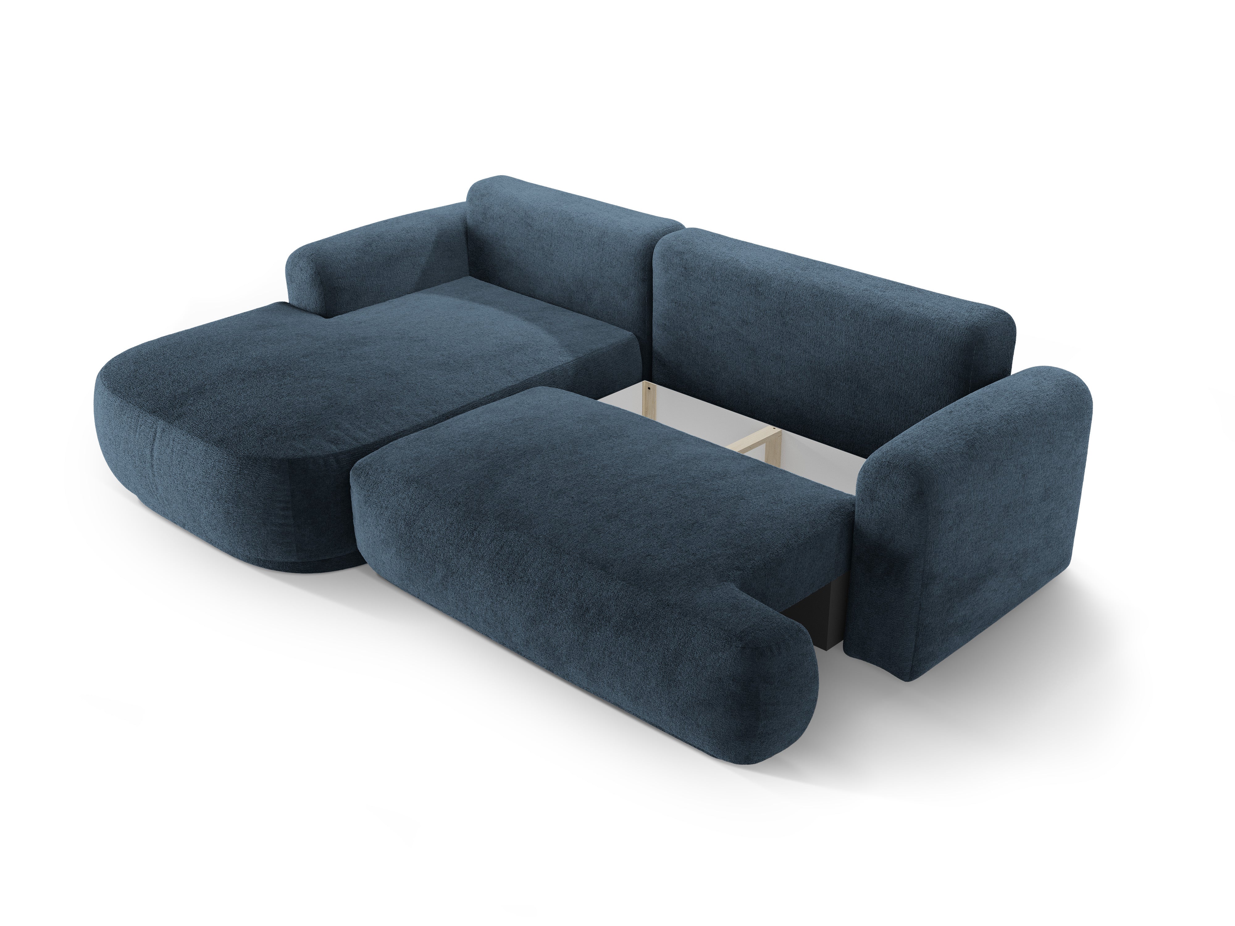 Levostranný rohový gauč s funkcí spaní ELLA tmavě modrý