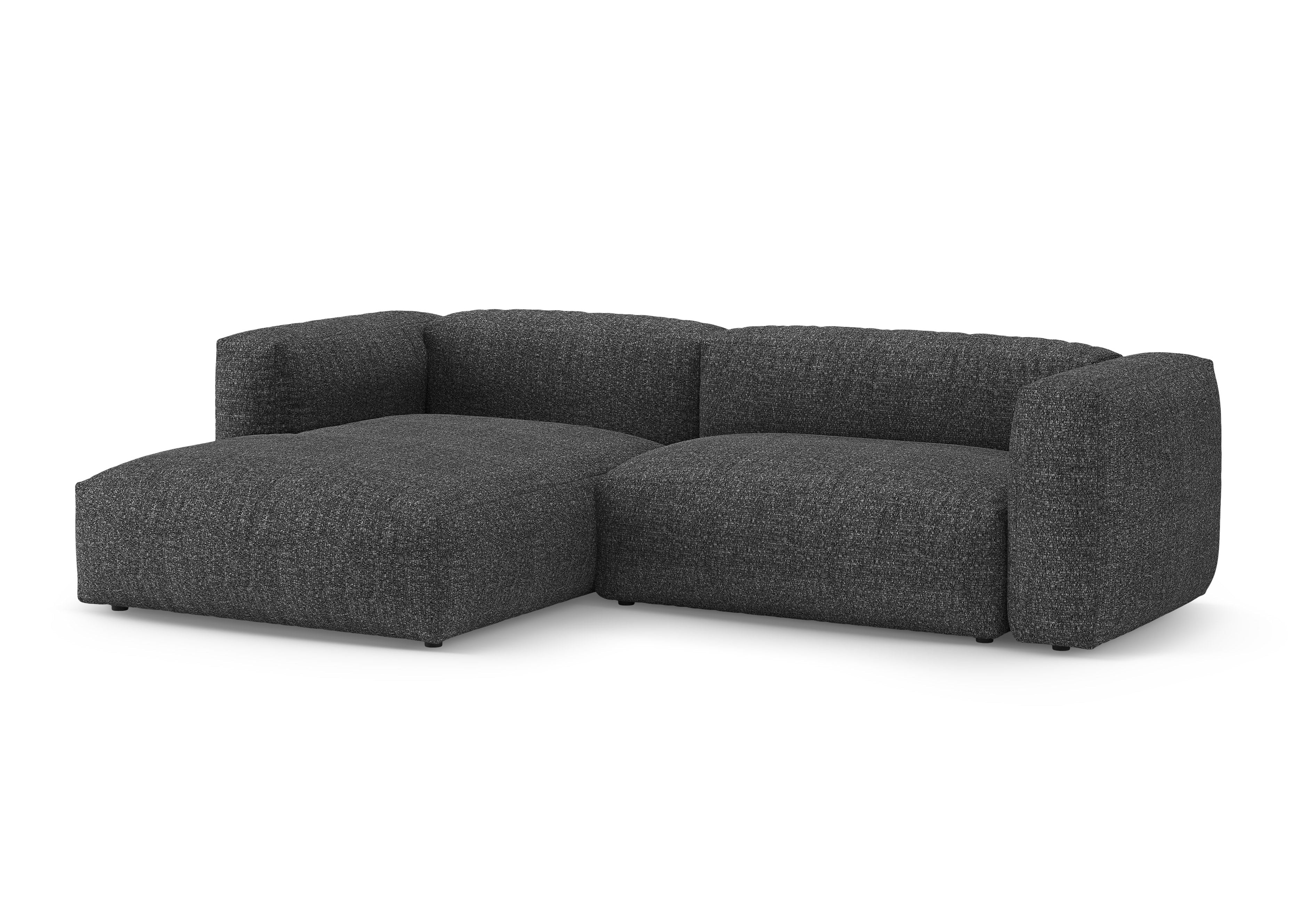 Left-facing corner sofa bed MARTINA in anthracite boucle
