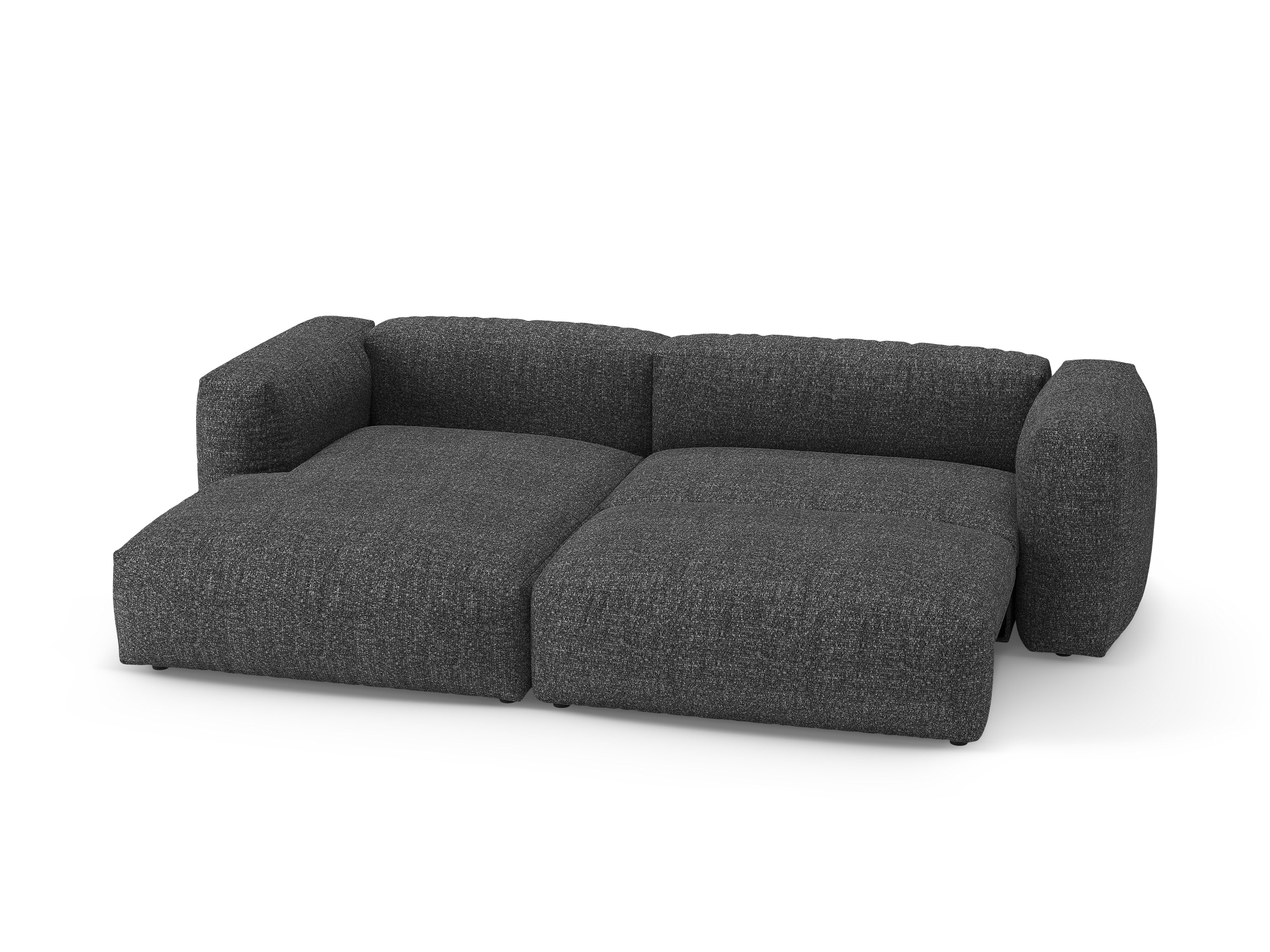Left-facing corner sofa bed MARTINA in anthracite boucle