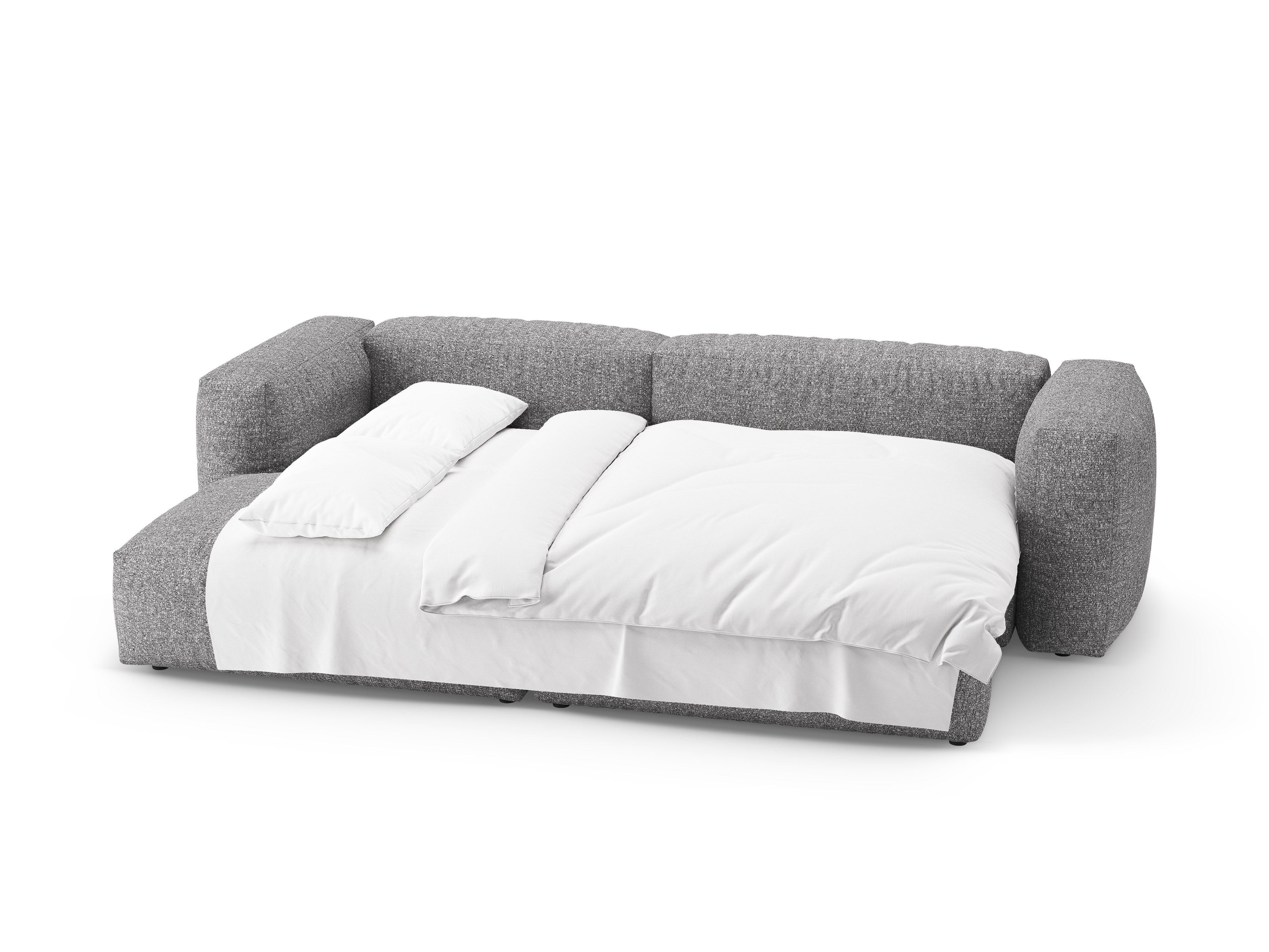 Rohová sedačka levostranná s funkcí spaní MARTINA grafitový boucle [Ewelina] [Amelia spr]