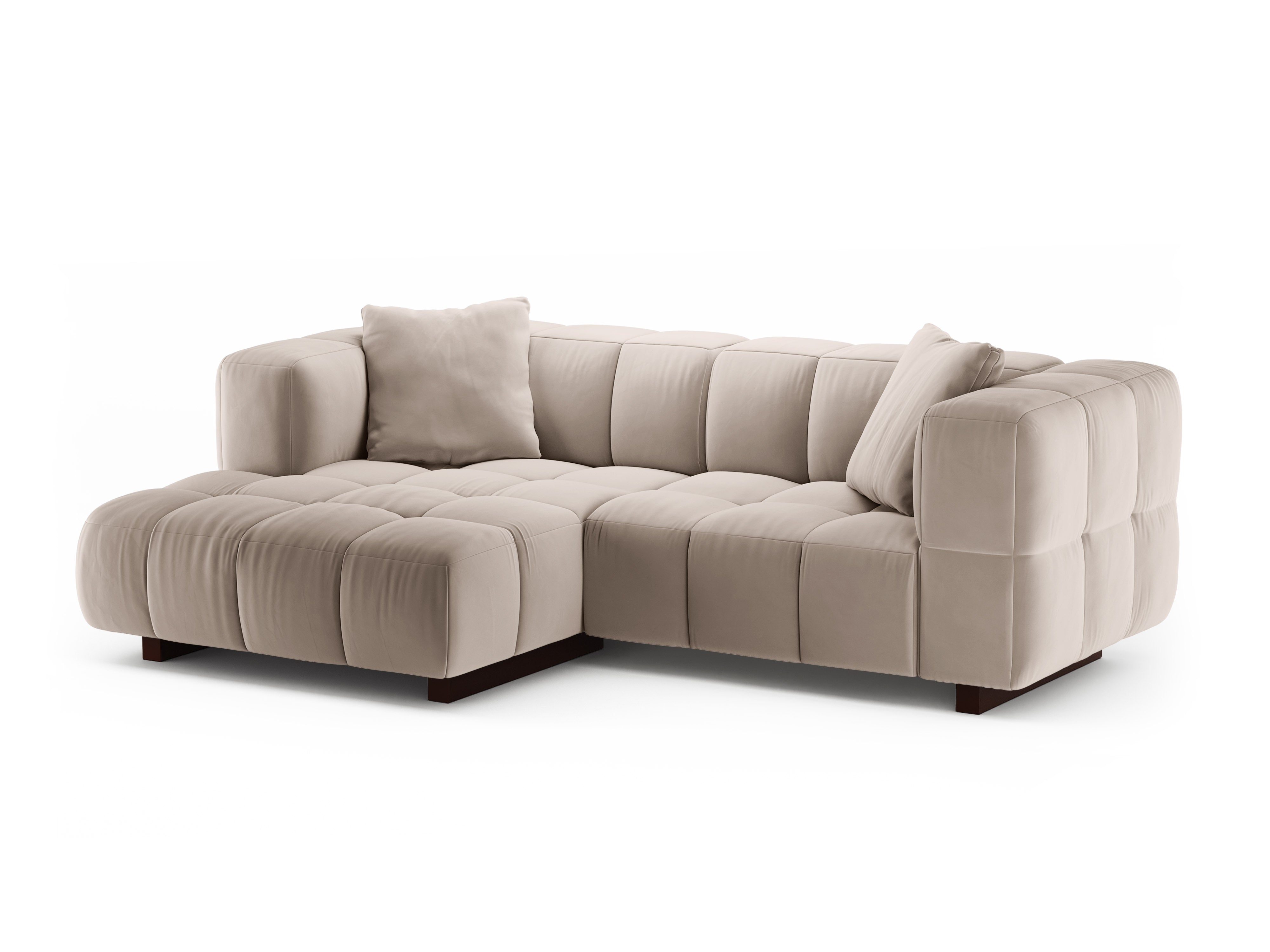 Beige Velvet Left-Hand Corner Sofa Bed PUMA
