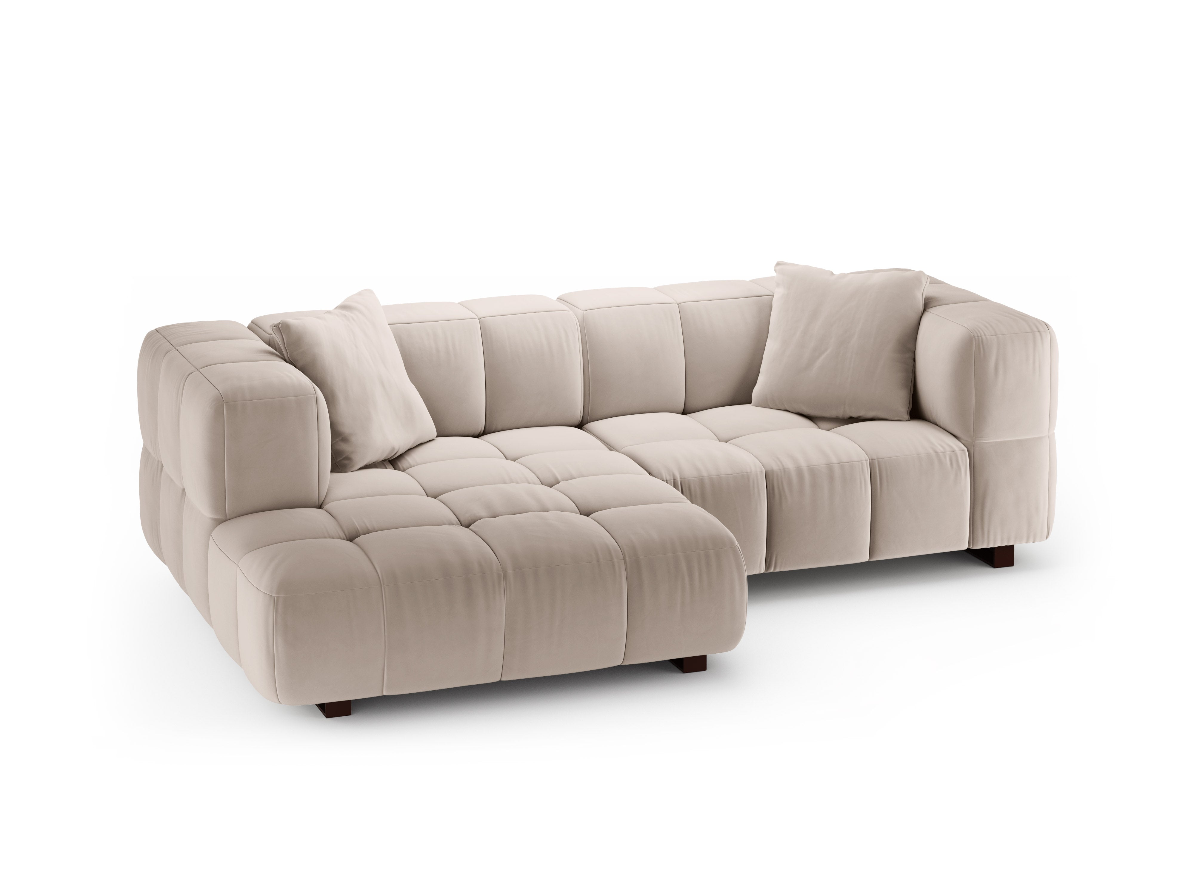 Beige Velvet Left-Hand Corner Sofa Bed PUMA